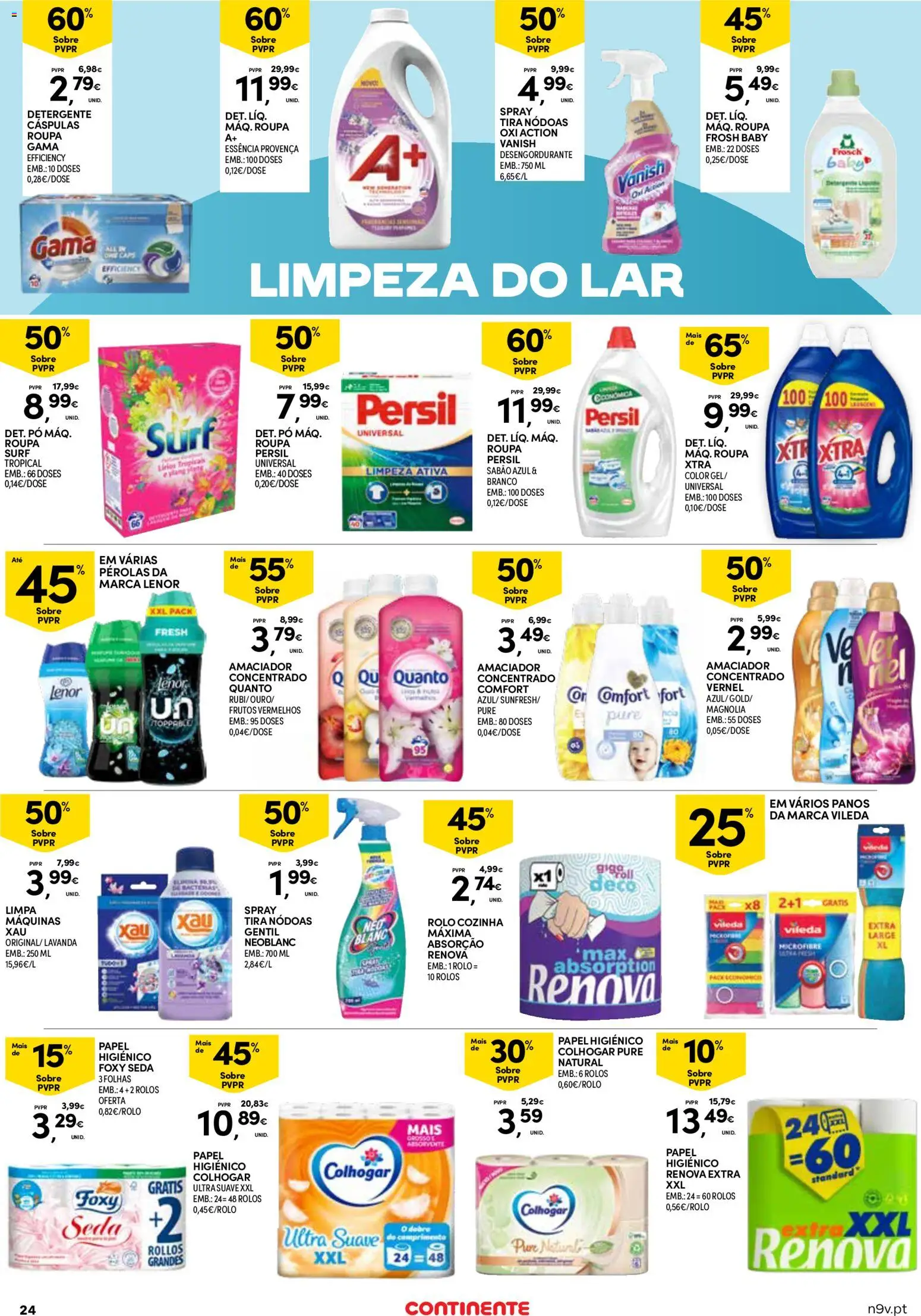Continente Açores  │ válido de 16.04.2026 | Página: 24 | Produtos: Papel higiénico, Sabão, Detergente, Persil