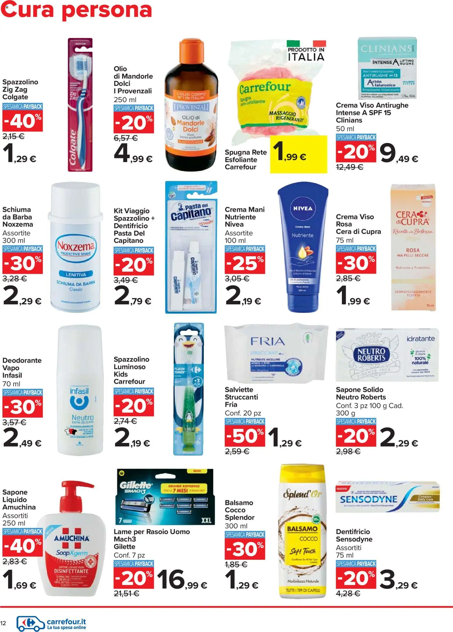Volantino Carrefour del 27.12.2025 | Pagina: 12 | Prodotti: Spugna, Deodorante, Olio, Pasta
