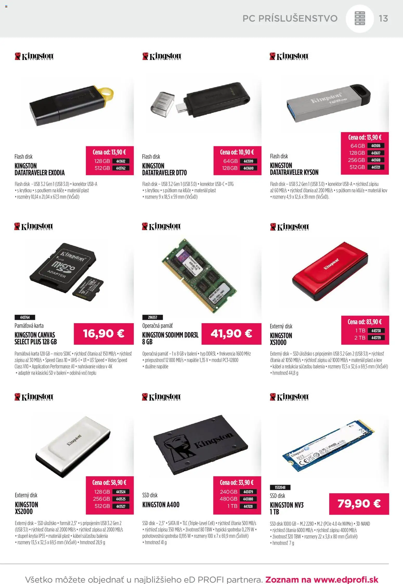 Nové ED Profi akcie – leták je platný od 01.12.2025 | Strana: 13 | Produkty: Pás, PC, Kábel, Pamäťová karta