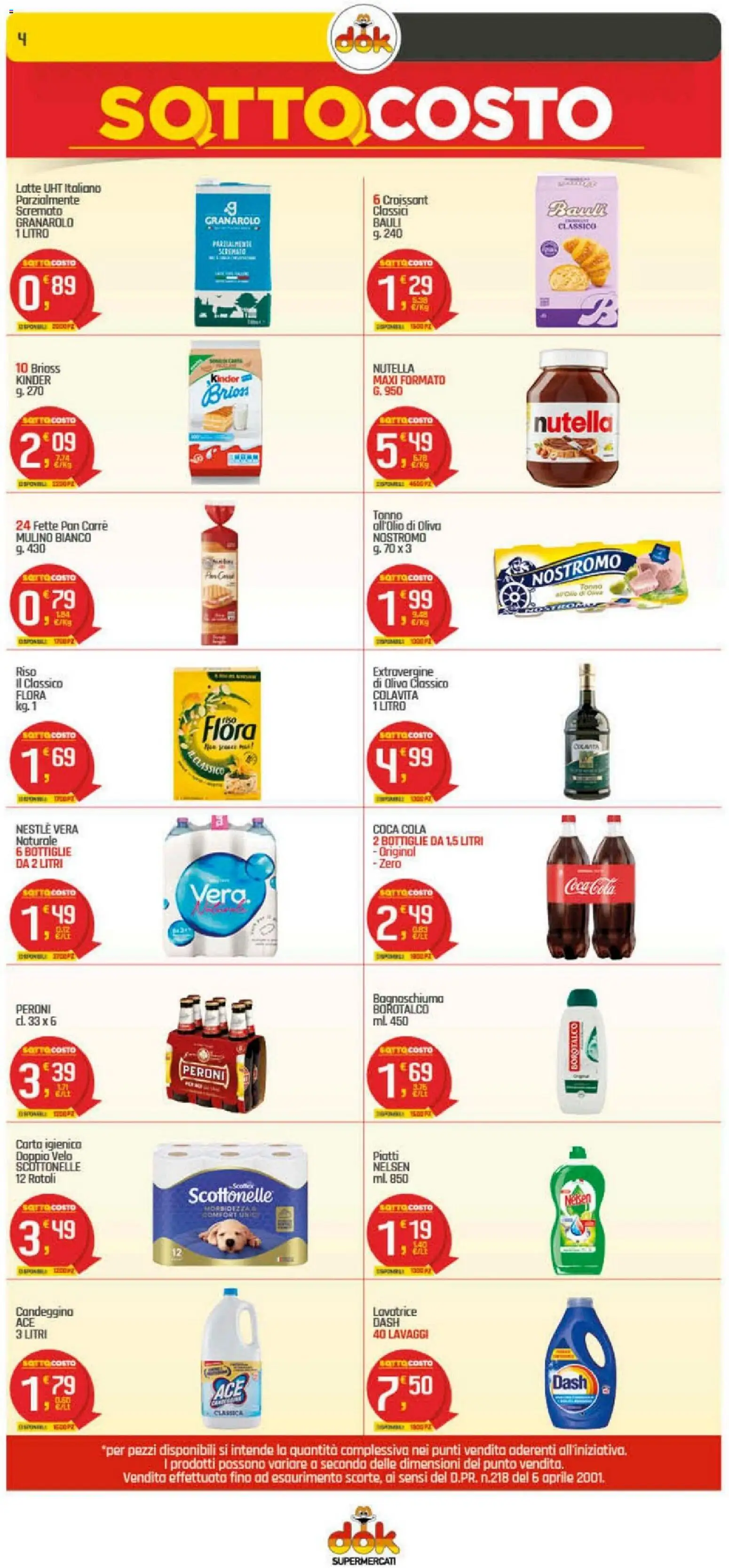 Volantino DOK del 20.11.2025 | Pagina: 4 | Prodotti: Candeggina, Nutella, Lavatrice, Croissant