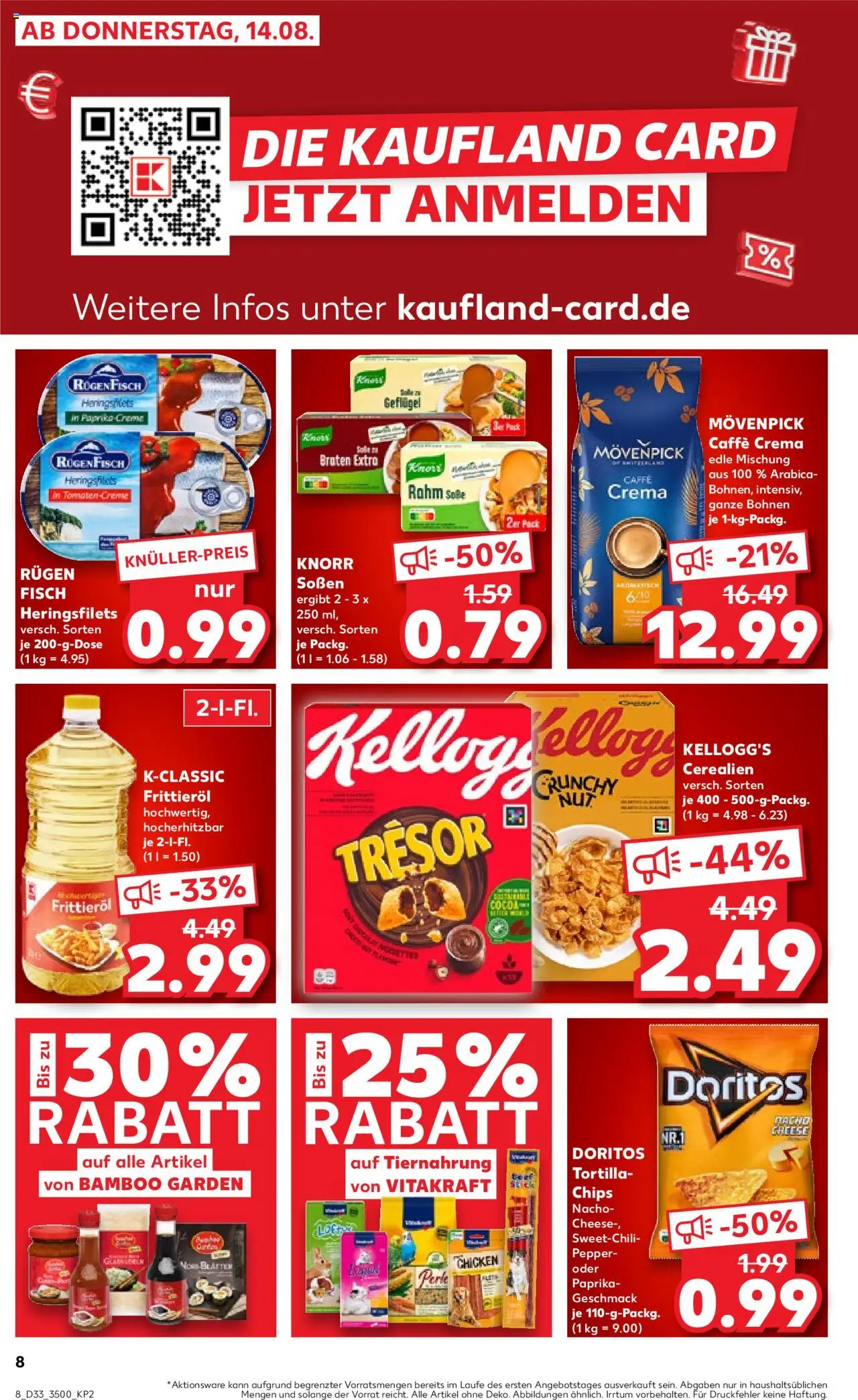 Kaufland prospekt Jena	 - gültig ab dem 14.08.2025 | Seite: 8 | Produkte: Kellogg's, Knorr, Fisch, Chips