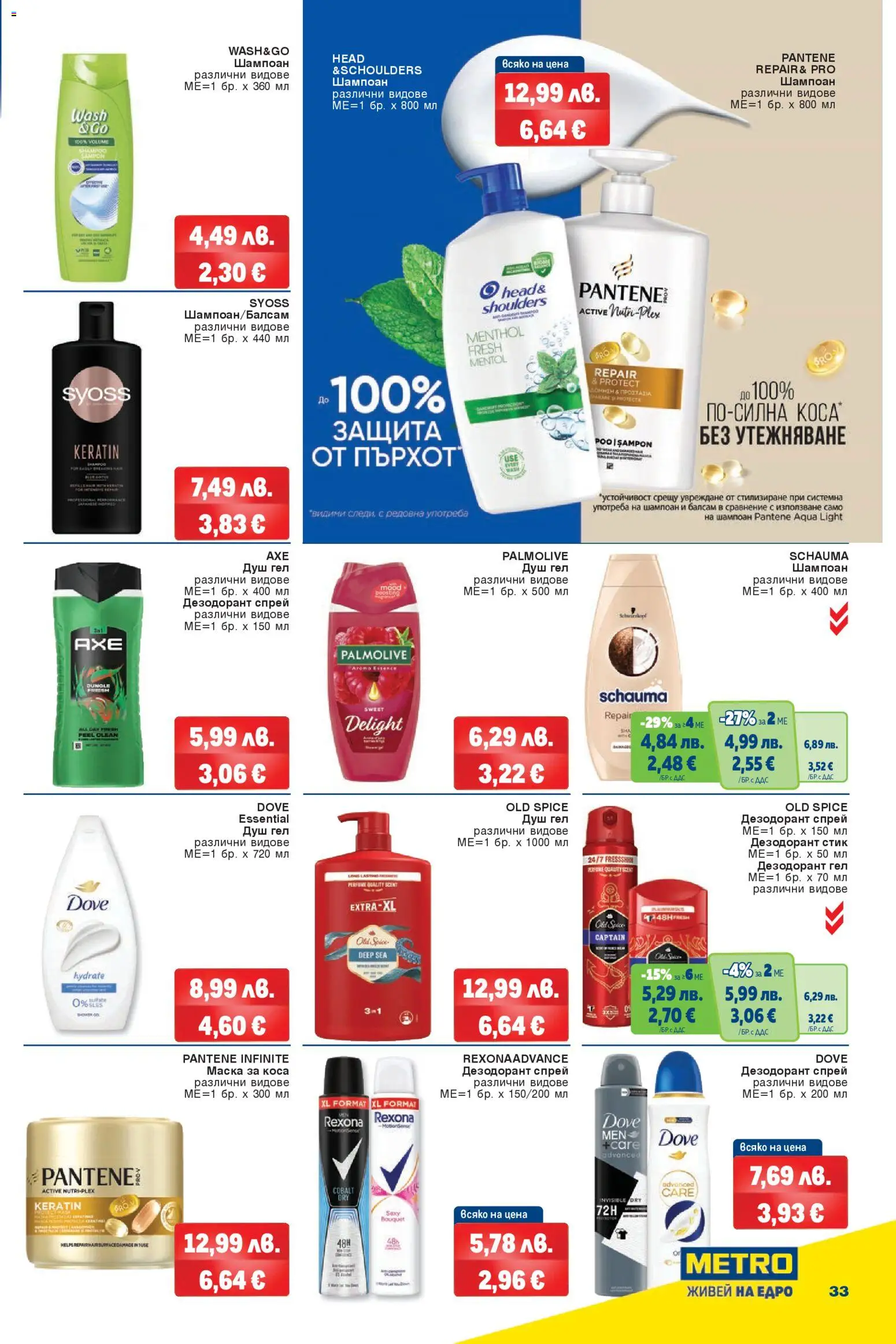 {H1} | Страница: 33 | Продукти: Шампоан, Душ гел, Дезодорант, Душ