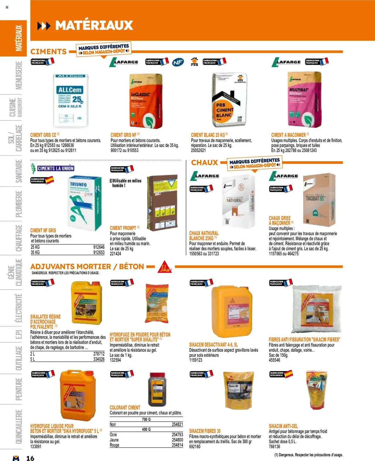  | Page: 16 | Produits: Poudre, Mortier, Briques, Prise