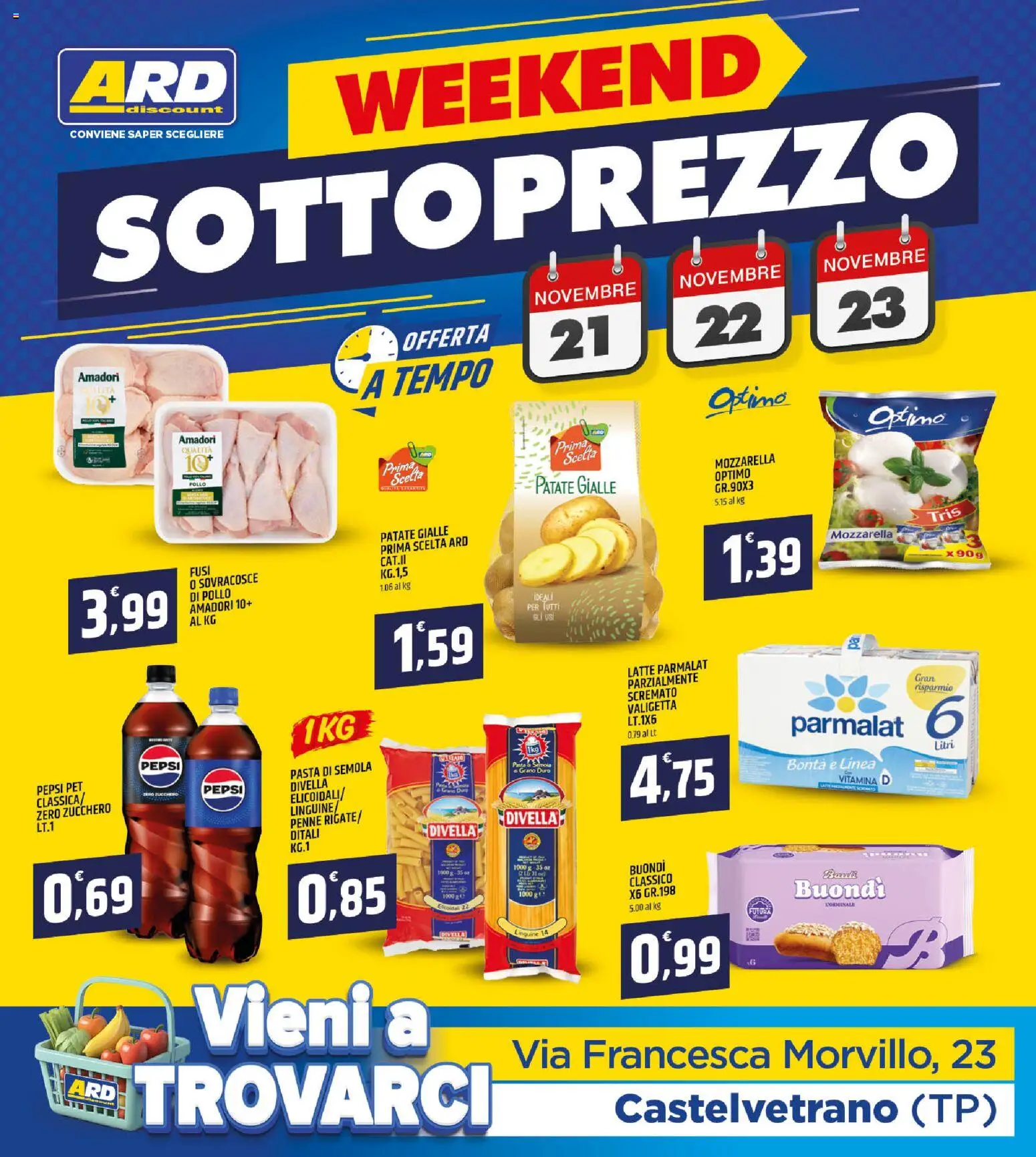 Volantino ARD Discount del 13.11.2025 | Pagina: 20 | Prodotti: Pollo, Mozzarella, Pasta, Penne