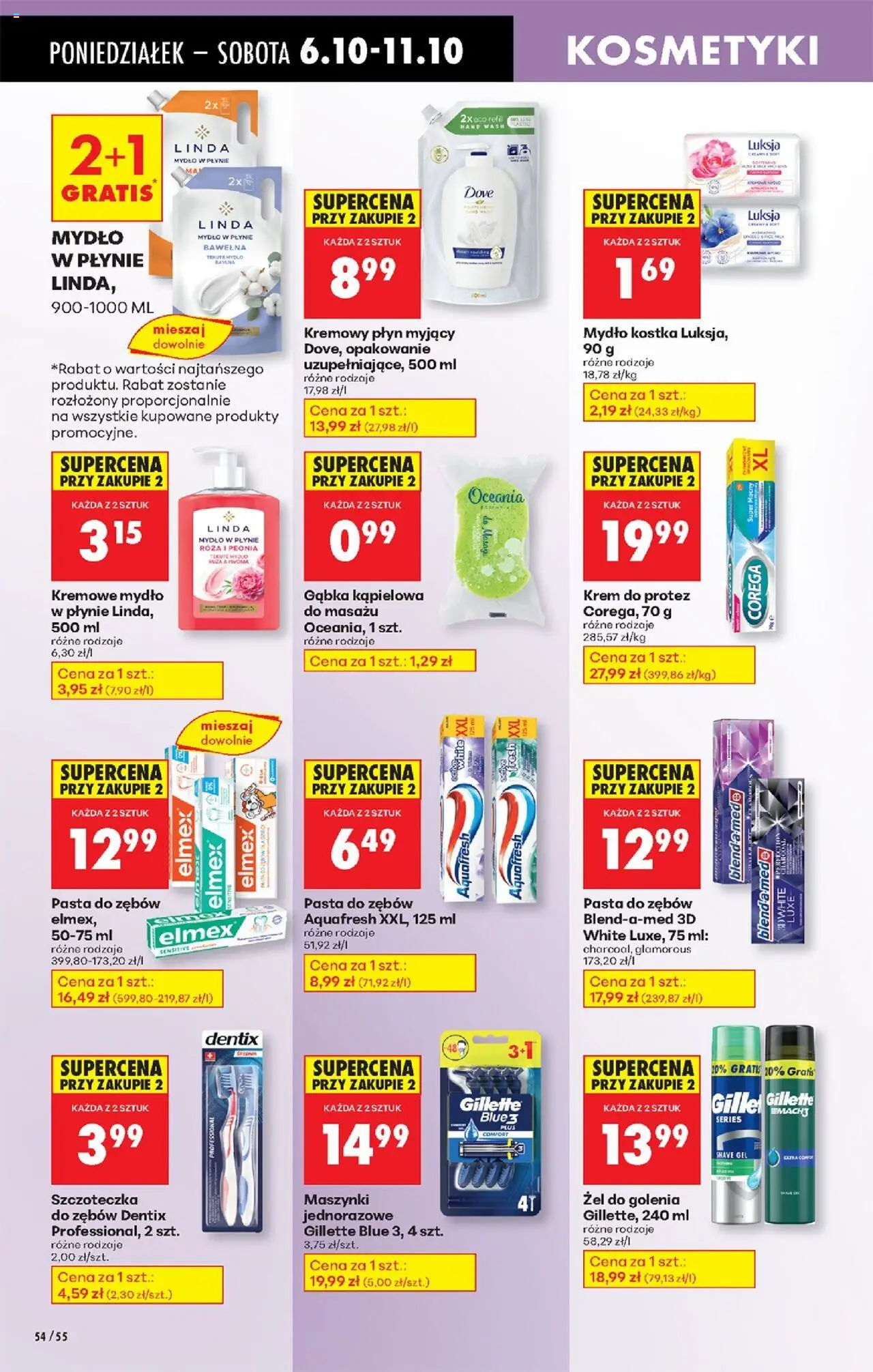 Biedronka gazetka od 06.10.2025 | Strona: 68 | Produkty: Gillette, Kremowe mydło w płynie, Gąbka, Mydło