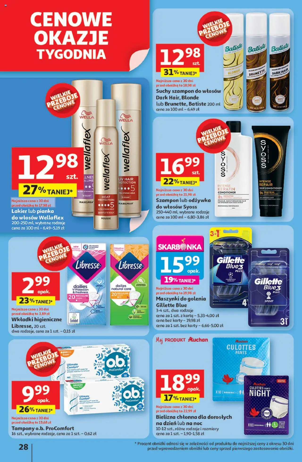 Auchan Gazetka - Jak Pragnę Lata Hipermarket od 20.06.2025 | Strona: 30 | Produkty: Bielizna, Wkładki higieniczne, Odżywka, Odżywka do włosów