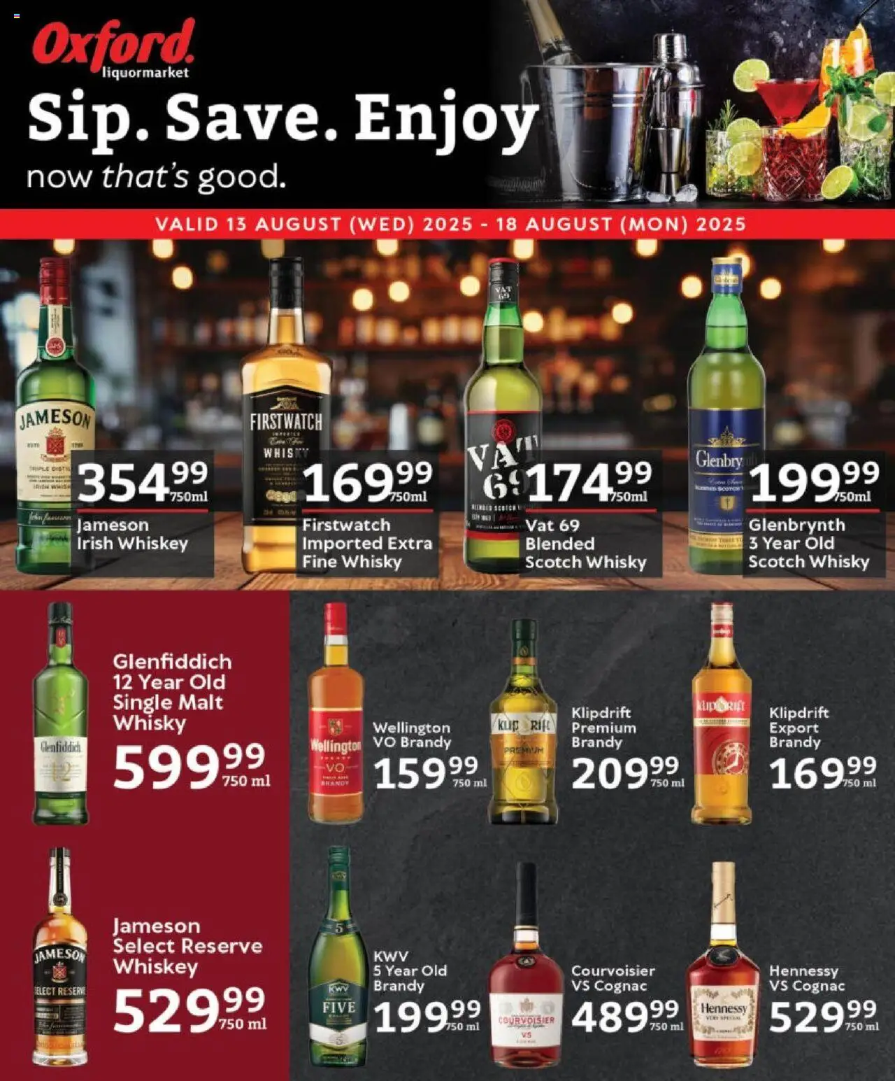 Oxford Freshmarket - Liquormarket │ valid from 13.08.2025 | Page: 1 | Products: Brandy, Whiskey, Ensalada de quino