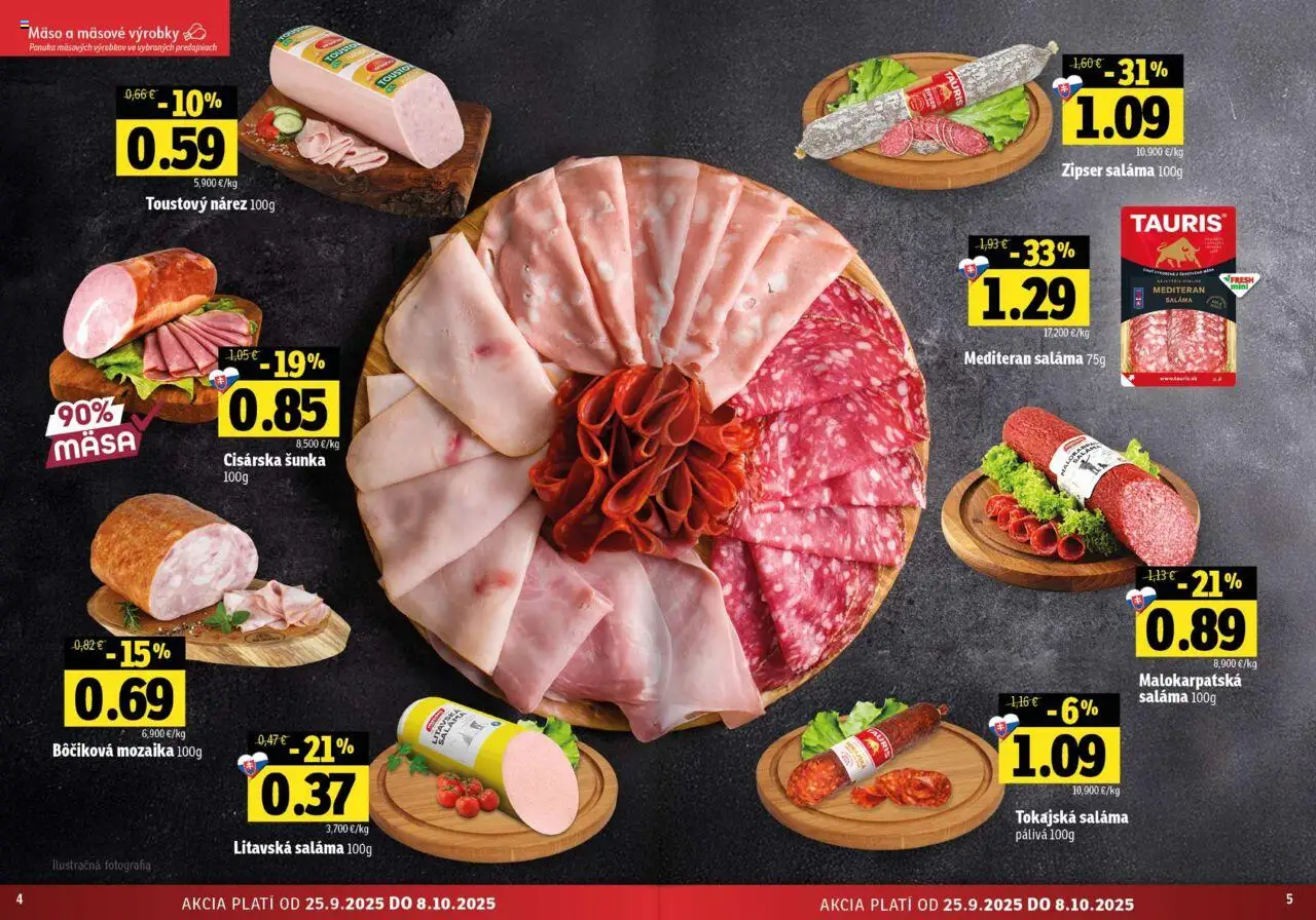 Nové Fresh akcie – leták je platný od 25.09.2025 | Strana: 3 | Produkty: Saláma, Šunka