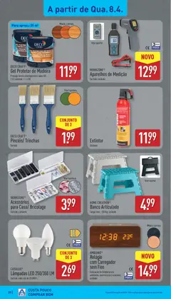 Pré-visualização Aldi folheto válido de 06.04.2026 | Página: 20 | Produtos: Relógio, Banco, Pó, Lâmpadas