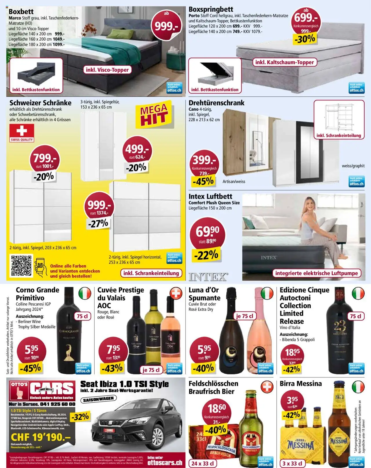 Otto's Aktionen ab 06.08.2025 | Seite: 12 | Produkte: Navigation, Spiegel, Drehtürenschrank, Boxspringbett
