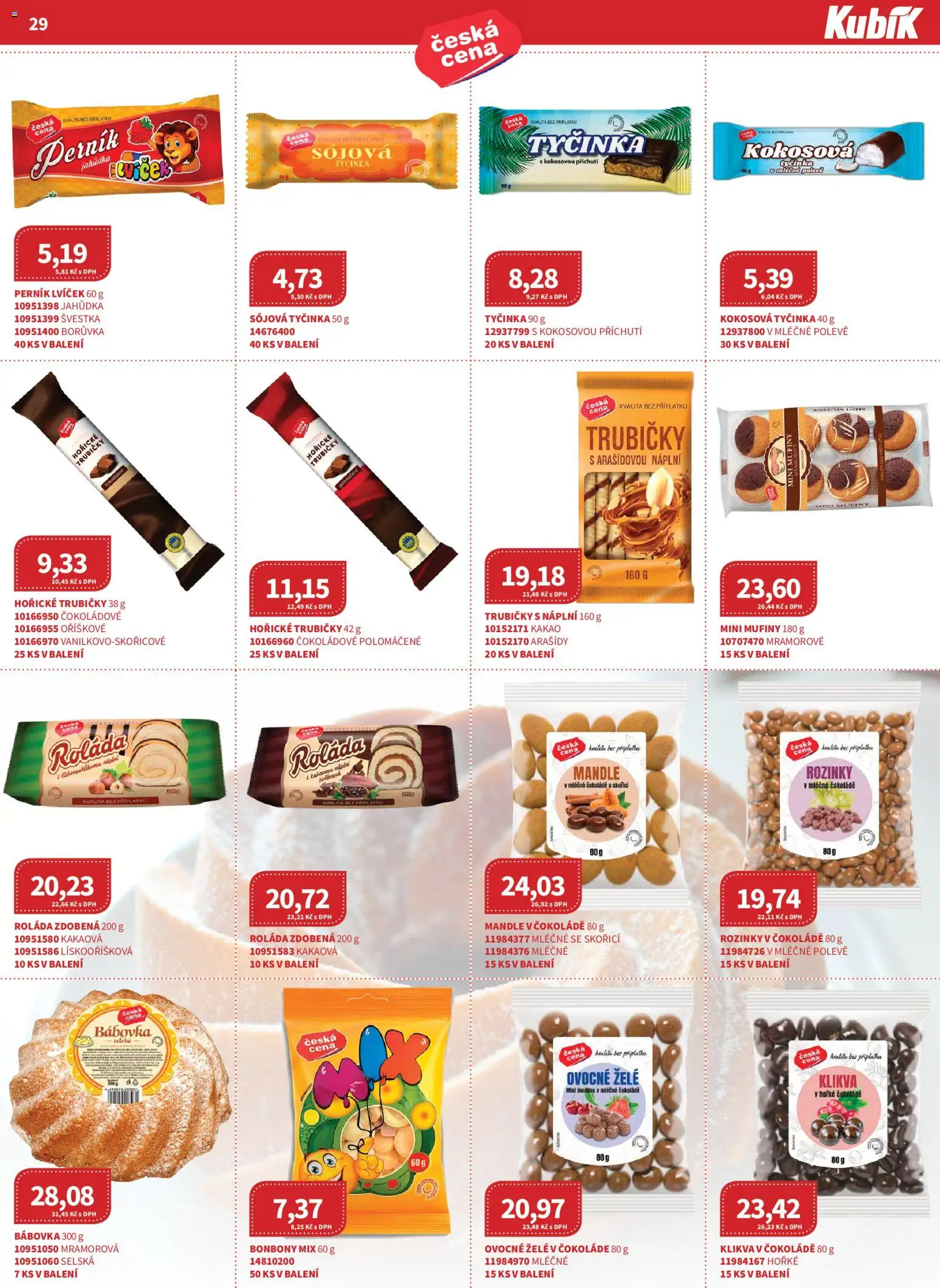 Kubík leták - Velkoobchod 04/2026 od 01.04.2026 | Strana: 29 | Produkty: Rozinky, Bonbóny, Mandle, Kakao
