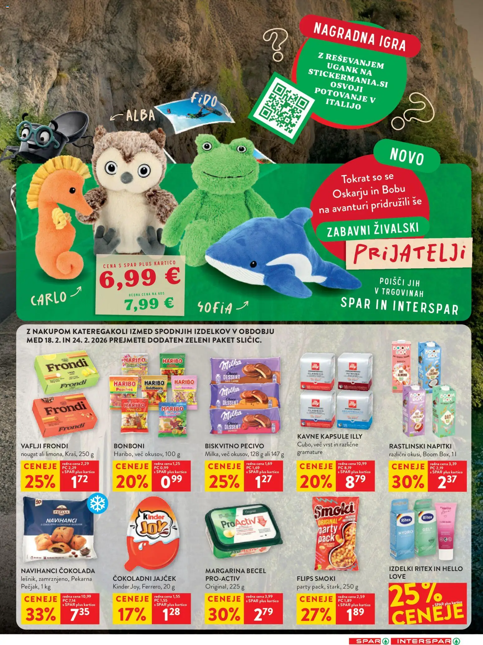 Novi Spar katalog ponudbe – veljaven od 18.02.2026 | Stran: 24 | Izdelki: Igra, Bonboni, Napitki, Kavne kapsule