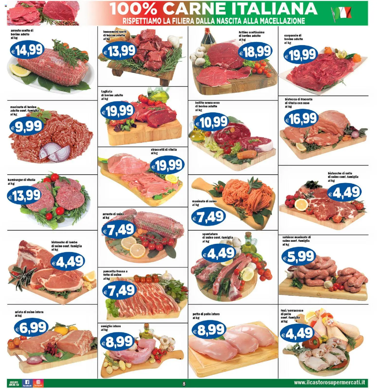 Volantino Il Castoro del 06.03.2026 | Pagina: 8 | Prodotti: Petto di Pollo, Pollo, Pancetta, Hamburger