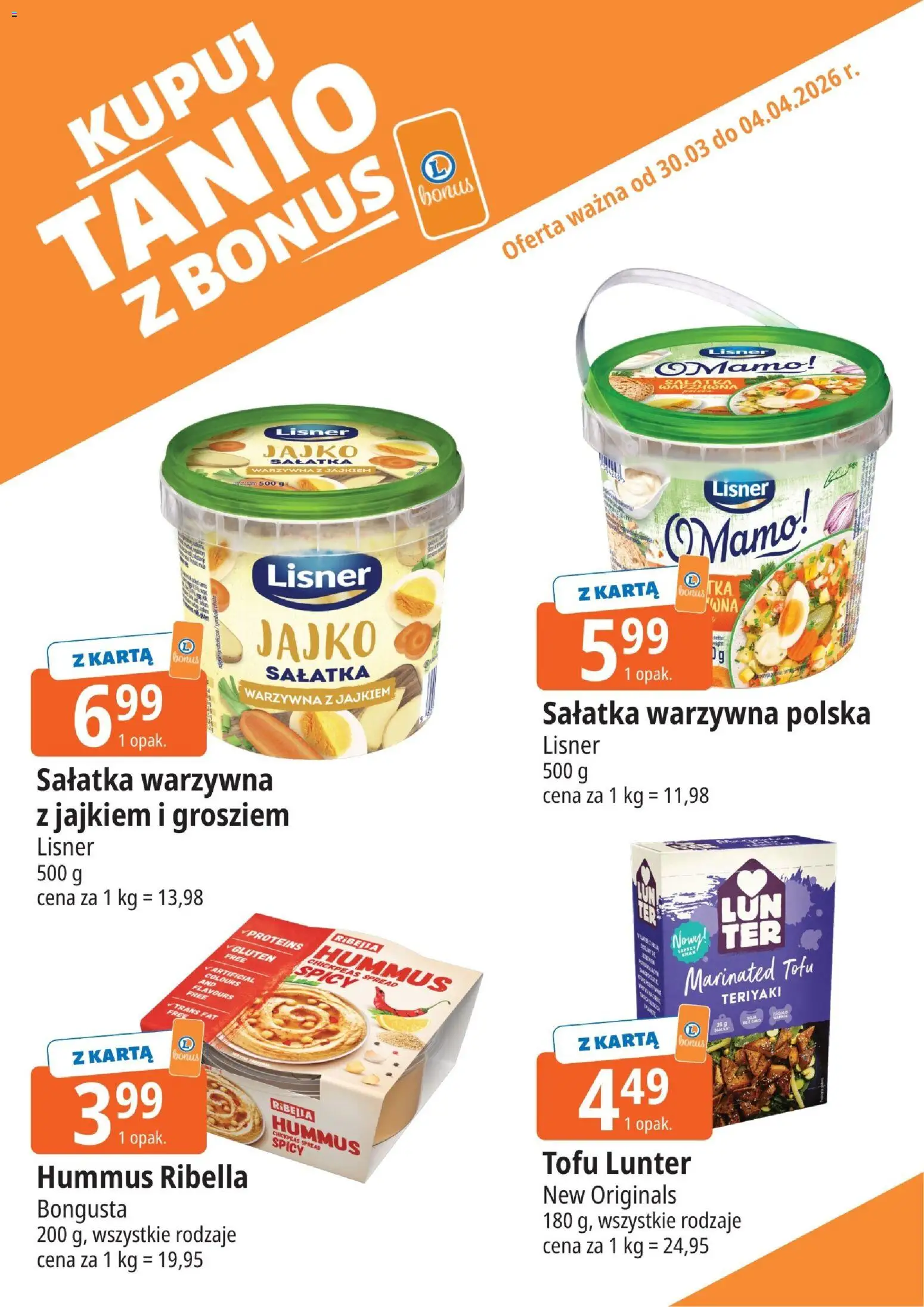 E.Leclerc gazetka - Kłodzko kupony dodatkowe od 30.03.2026 | Strona: 8 | Produkty: Karta, Tofu, Hummus, Sałatka