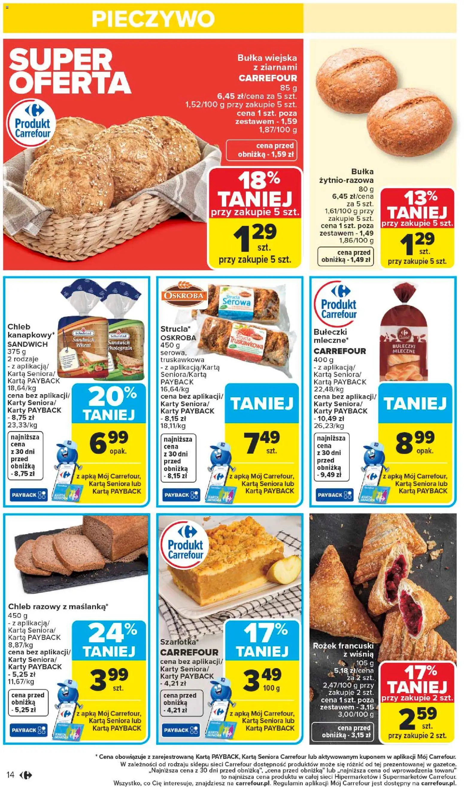 Carrefour Gazetka od 19.01.2026 | Strona: 16 | Produkty: Pieczywo, Karta, Sandwich, Chleb