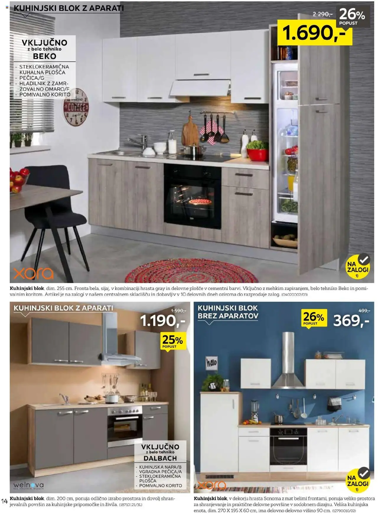 Novi XXXL Lesnina katalog ponudbe – veljaven od 15.09.2025 | Stran: 14 | Izdelki: Hladilnik, Kuhalna plosca, Pomivalno korito, Blok