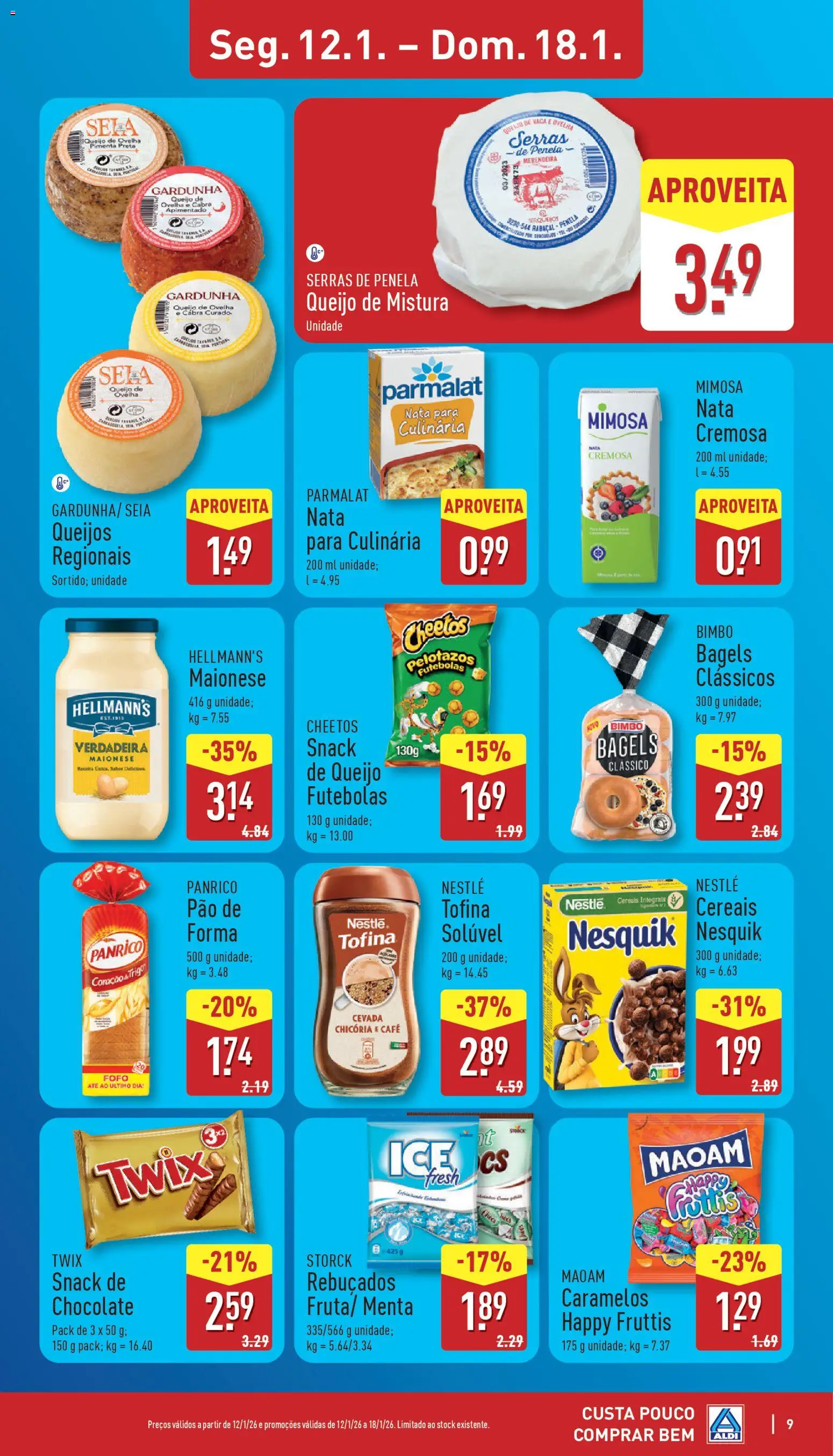 Aldi folheto │ válido de 12.01.2026 | Página: 9 | Produtos: Pimenta, Queijo, Nestlé, Nata