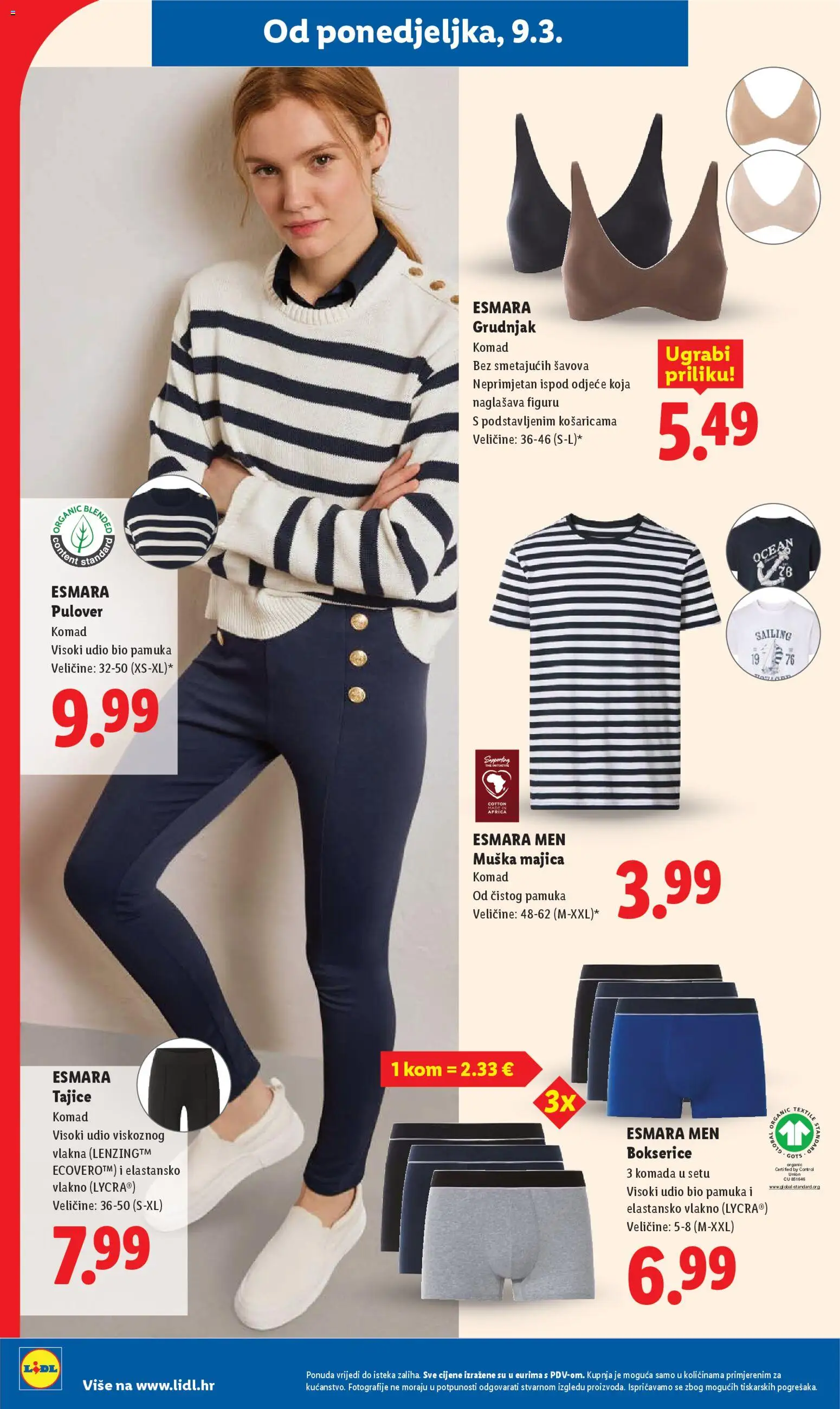 Lidl katalog | vrijedi od 09.03.2026 | Stranica: 30 | Proizvodi: Majica, Grudnjak, Tajice, Bokserice