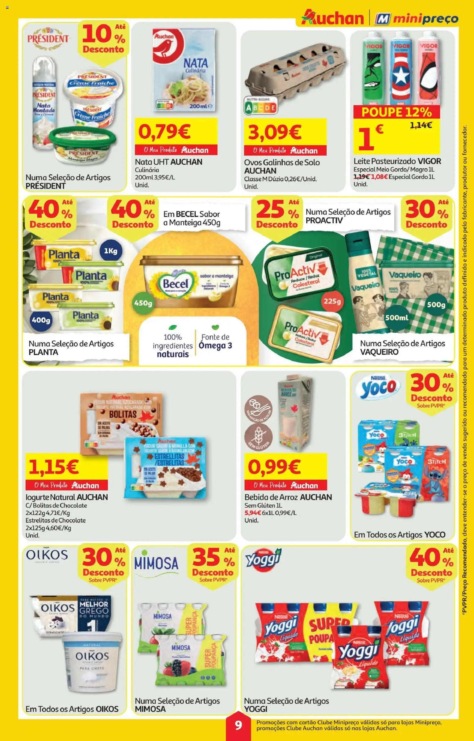 Minipreço folheto │ válido de 23.10.2025 | Página: 9 | Produtos: Ômega 3, Arroz, Nata, Bebida