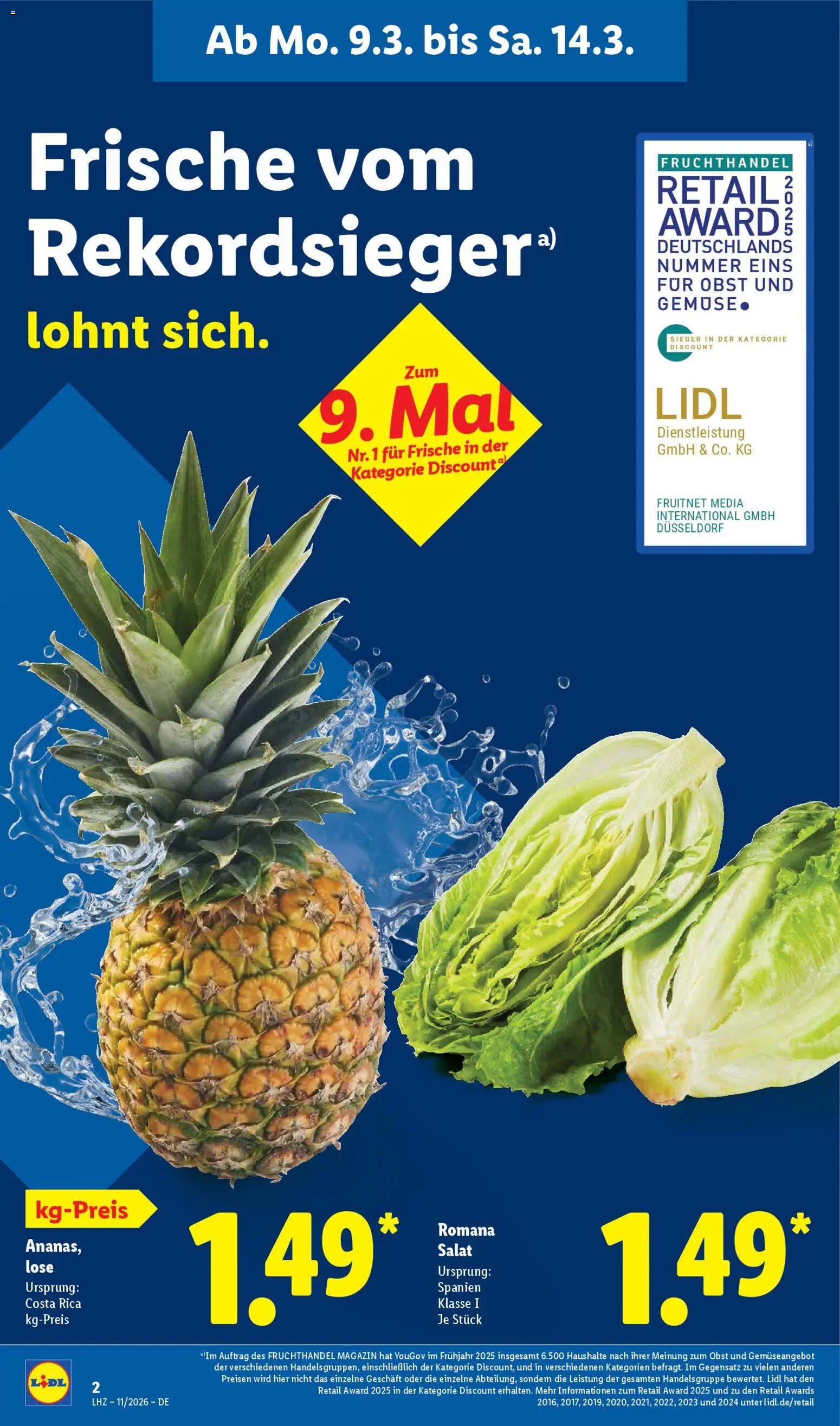 Lidl Prospekt Düsseldorf – gültig ab 09.03.2026 | Seite: 4 | Produkte: Gemüse, Obst, Salat