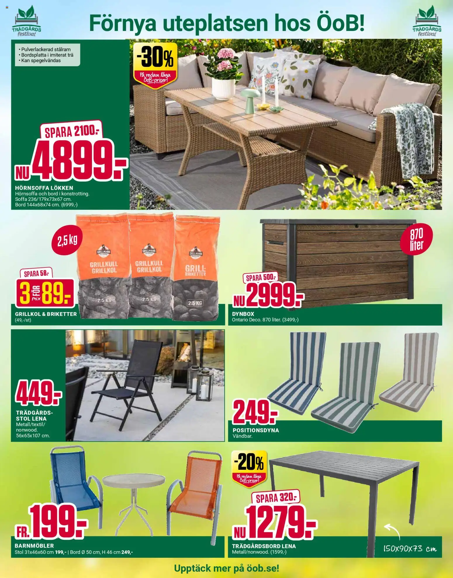 ÖoB reklamblad aktuell från 27.04.2026 | Sida: 7 | Produkter: Grill, Grillkol, Briketter, Soffa