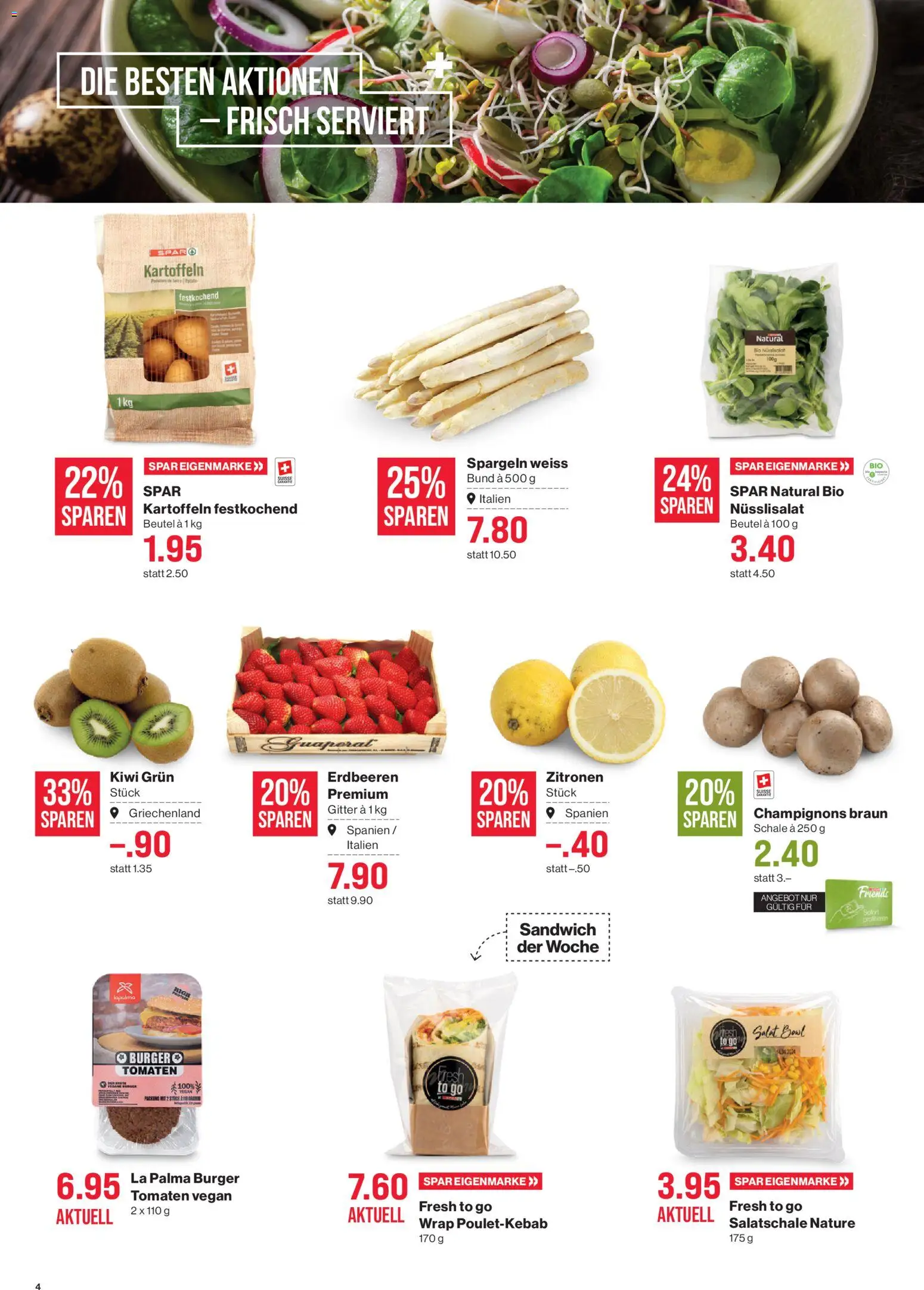 SPAR - SPAR Handels AG – gültig ab 26.03.2026 | Seite: 4 | Produkte: Kammerjunker, Burger, Erdbeeren, Kiwi