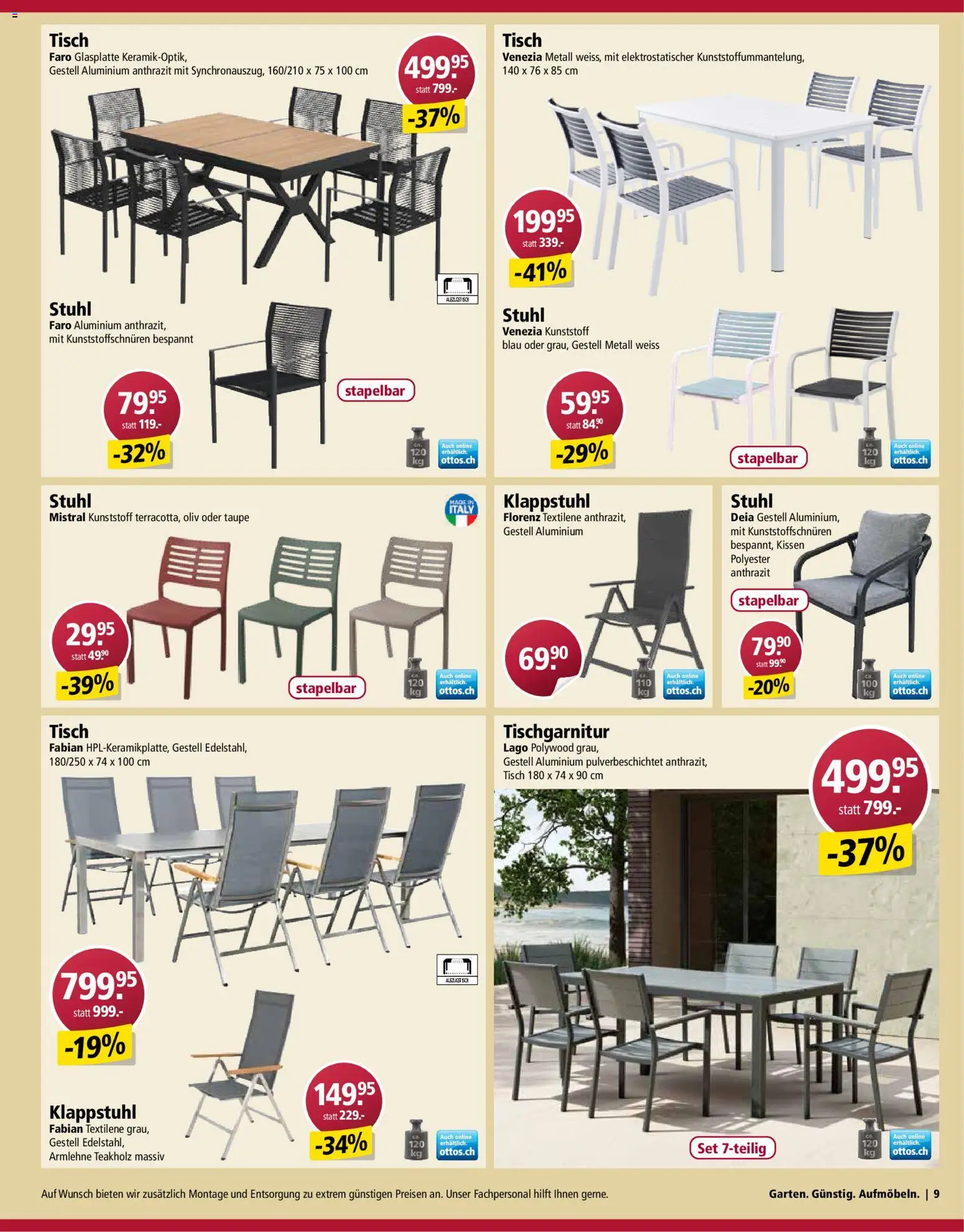 Otto's Aktionen Gartenmöbel – gültig ab 03.03.2026 | Seite: 9 | Produkte: Tisch, Kissen, Stuhl