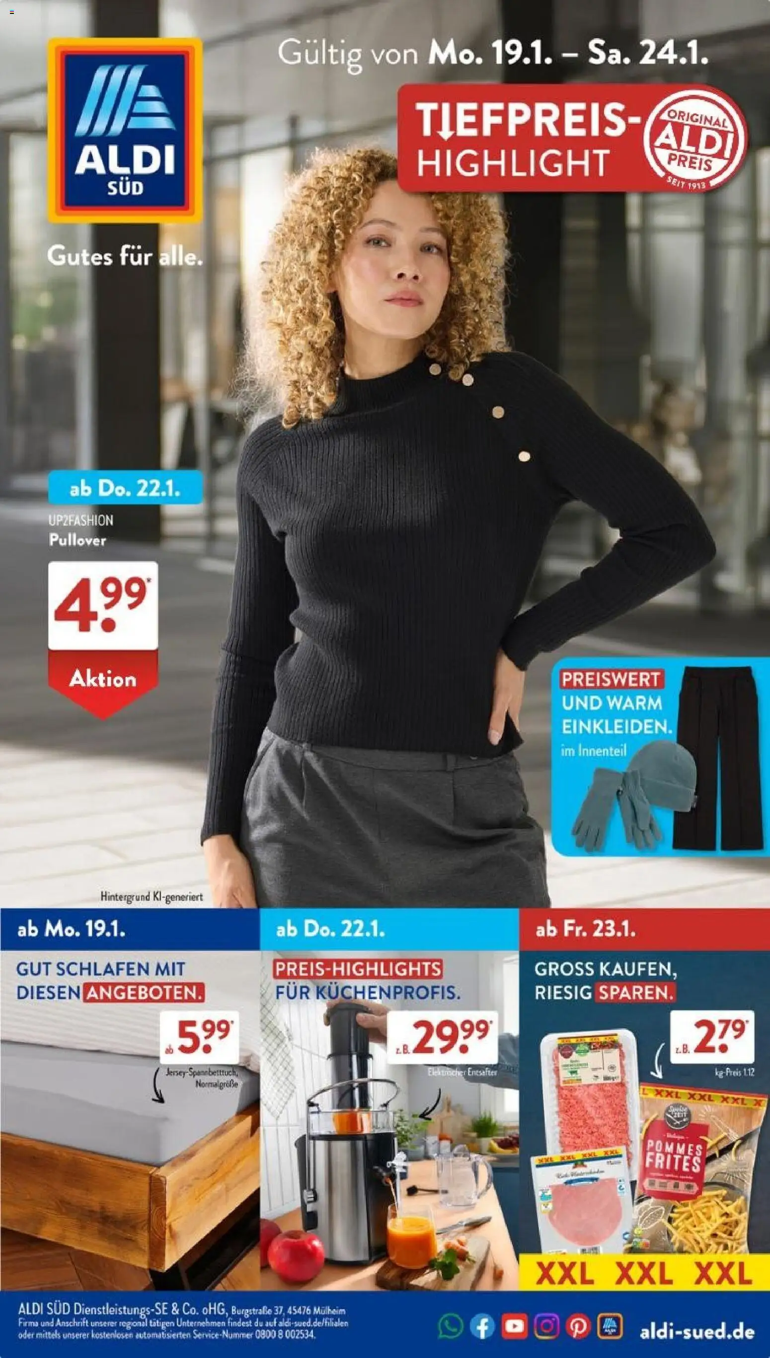 Aldi Süd Prospekt 	 – gültig ab 19.01.2026 | Seite: 1 | Produkte: Entsafter, Pullover