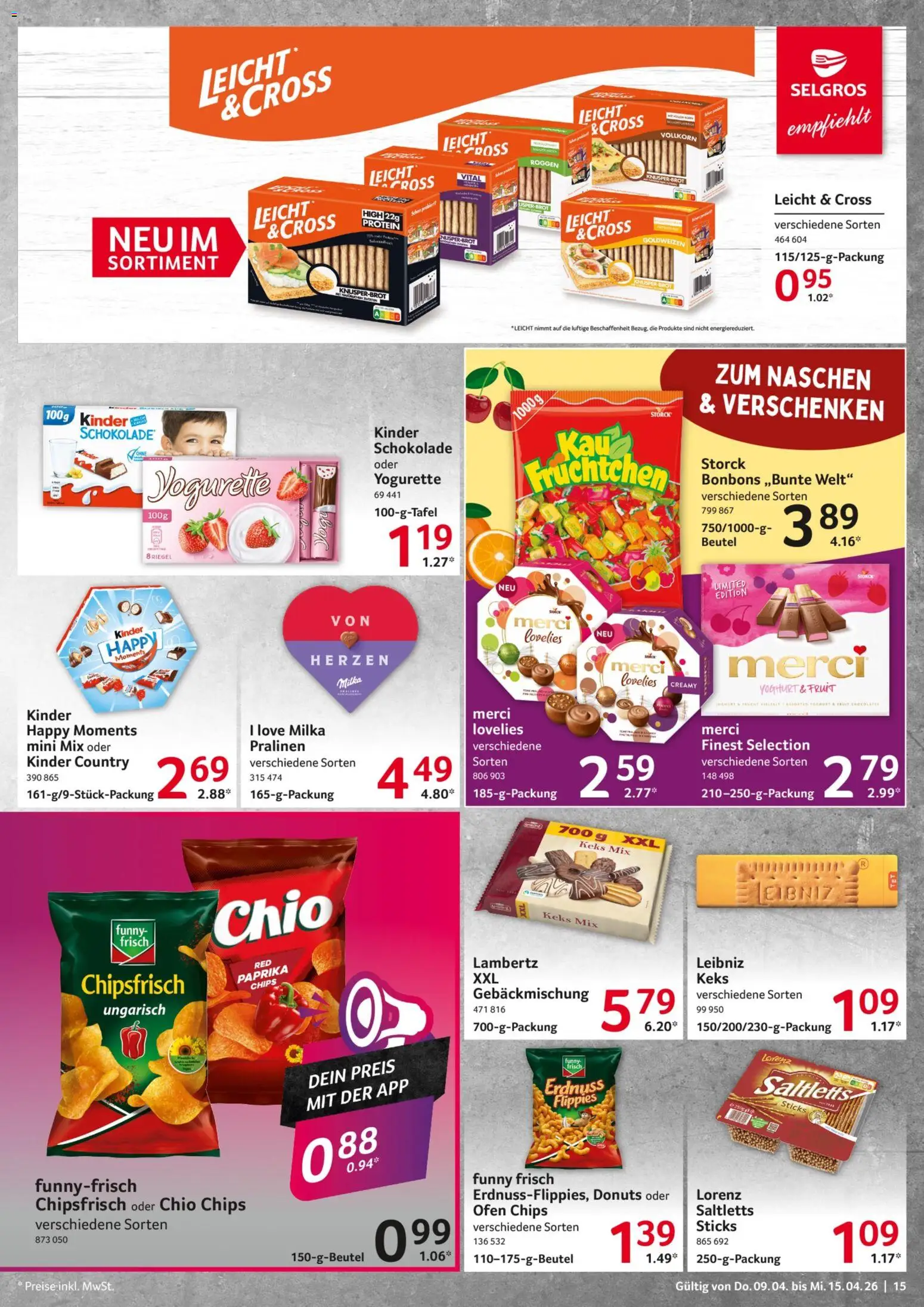 Selgros Prospekt 	 – gültig ab 09.04.2026 | Seite: 15 | Produkte: Kinder schokolade, Ofen, Schokolade, Kinder country