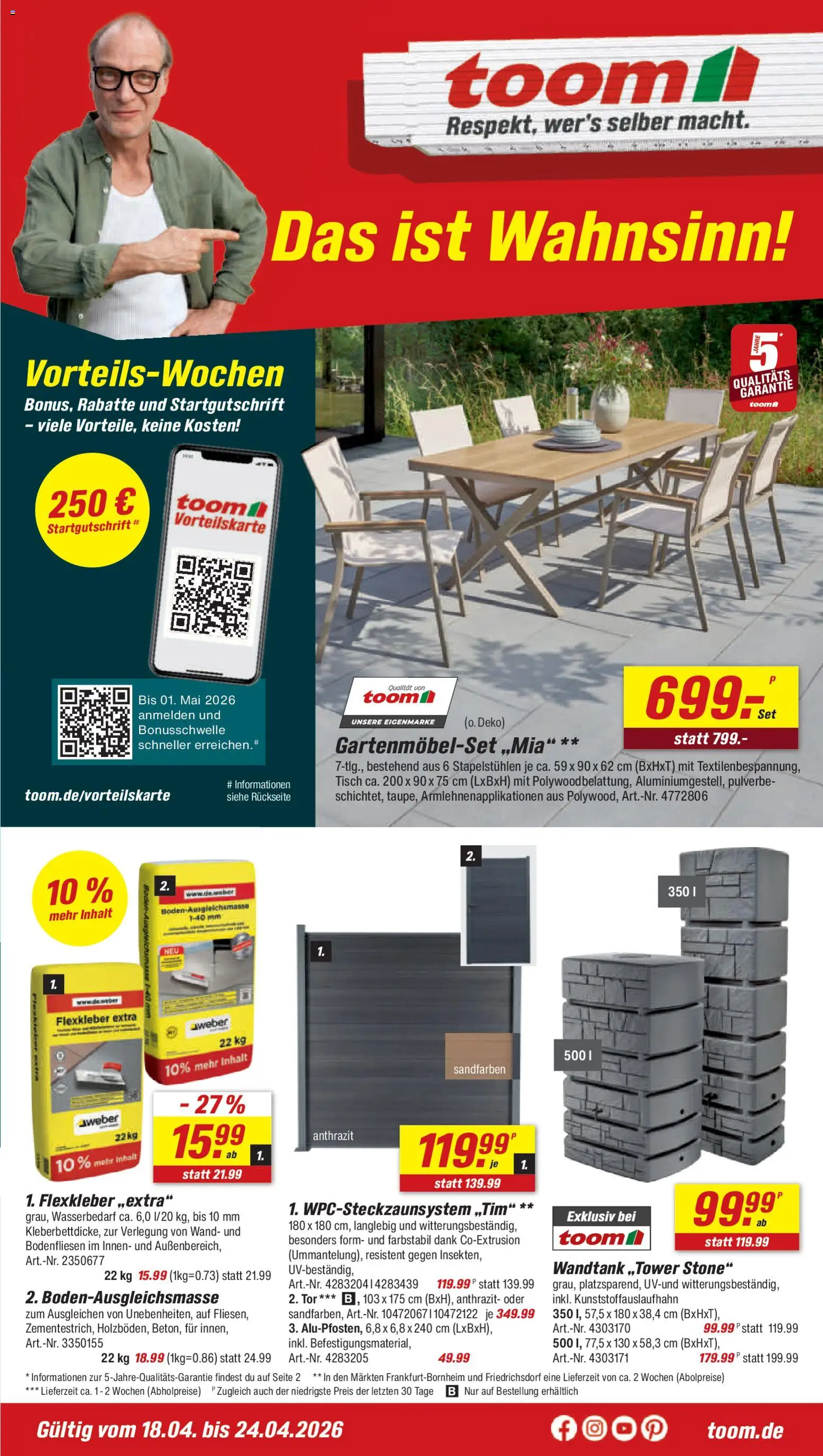 Toom Baumarkt Prospekt 	 – gültig ab 18.04.2026 | Seite: 1 | Produkte: Tisch