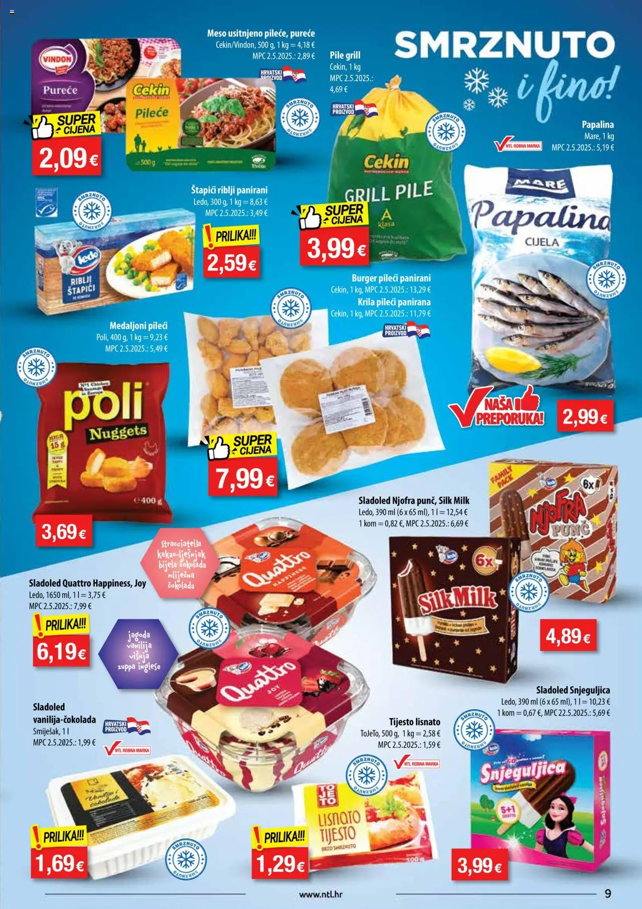 NTL katalog | vrijedi od 10.09.2025 | Stranica: 9 | Proizvodi: Meso, Čokolada, Ledo, Sladoled