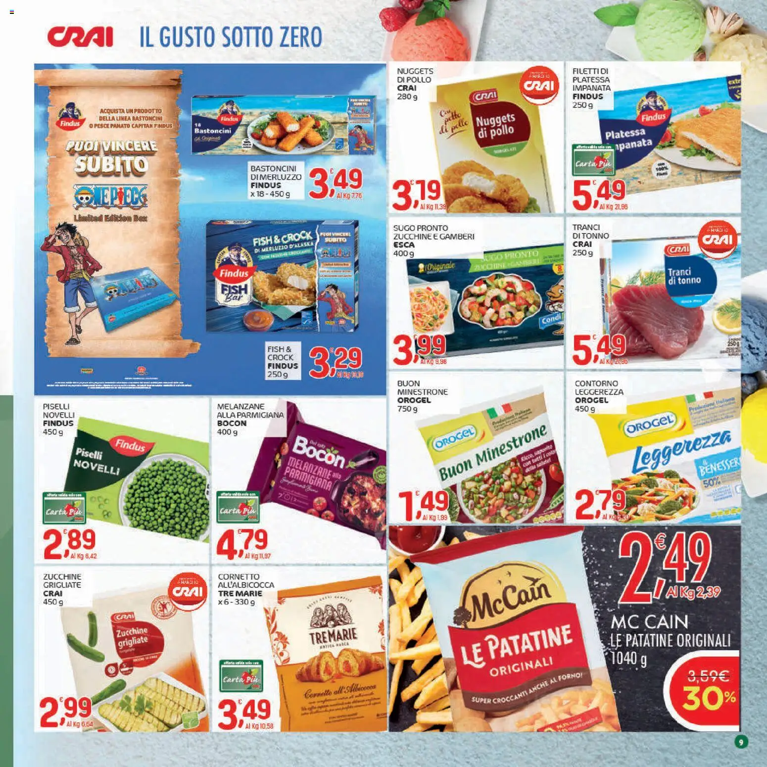 Volantino CRAI del 22.01.2026 | Pagina: 9 | Prodotti: Petto di Pollo, Gamberi, Tonno, Zucchine