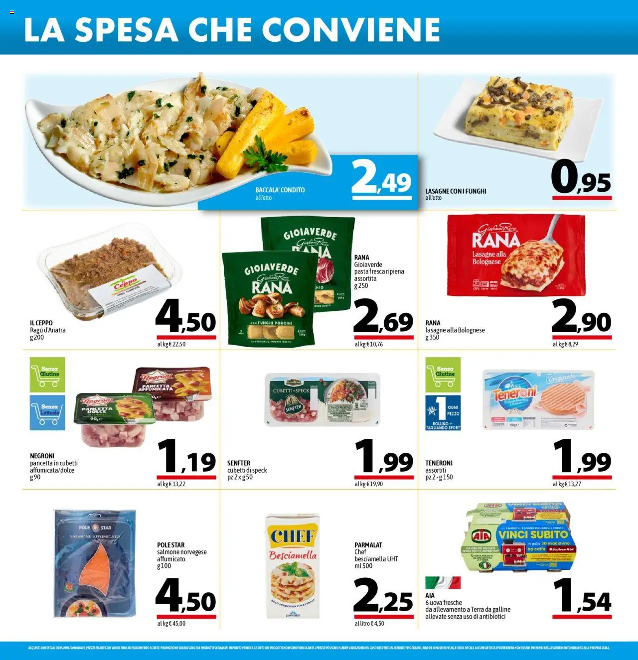 Volantino A&O del 02.10.2025 | Pagina: 6 | Prodotti: Speck, Salmone, Pasta, Funghi