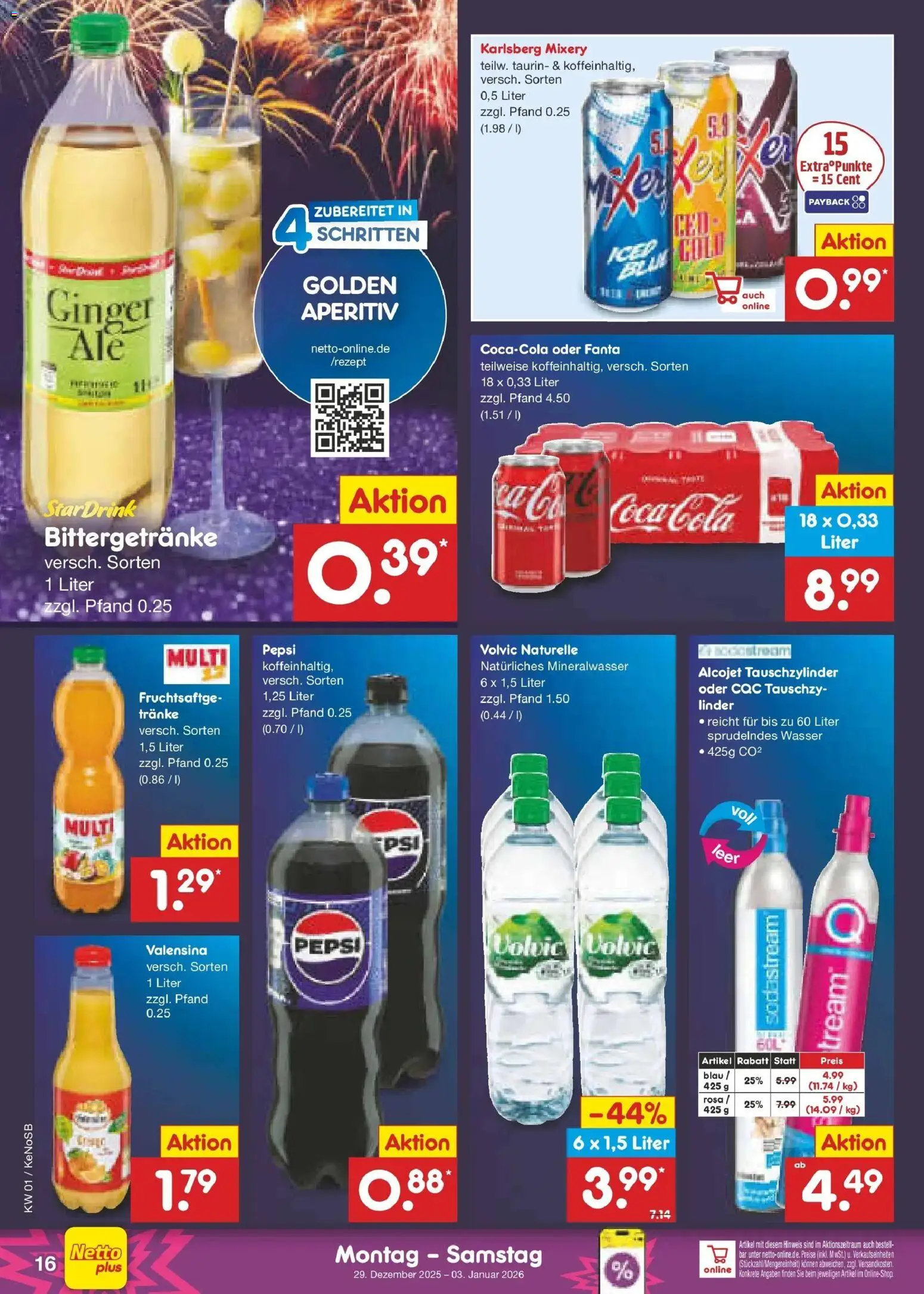 Netto Marken-Discount prospekt Bonn	 – gültig ab 28.12.2025 | Seite: 16 | Produkte: Fanta, Mineralwasser, Pepsi, Volvic