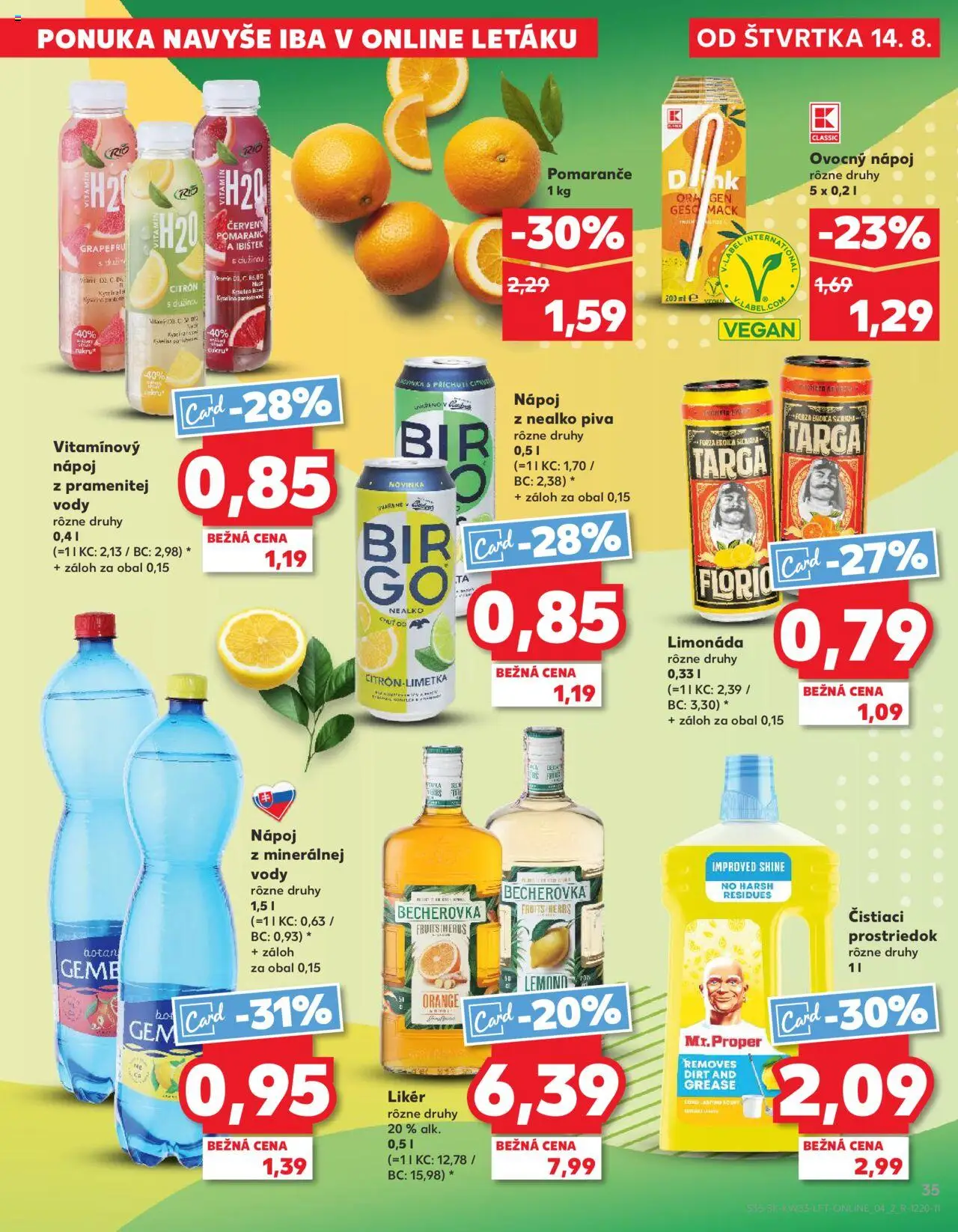 Kaufland SK akciós ujság - amely érvényes a következő dátumtól: 14.08.2025 | Oldal: 35 | Termékek: Becherovka, Vegán