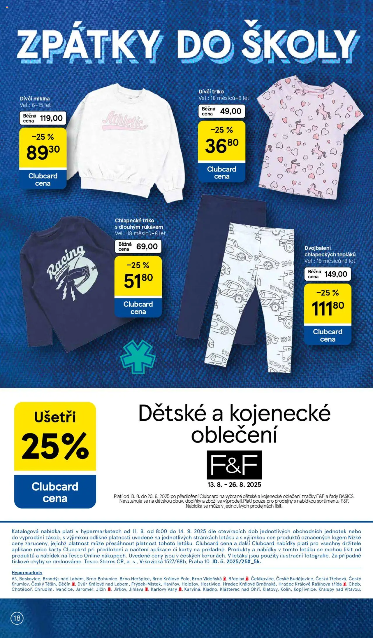 Tesco katalog od 11.08.2025 | Strana: 18 | Produkty: Mikina, Karty, Kojenecké oblečení, Oblečení