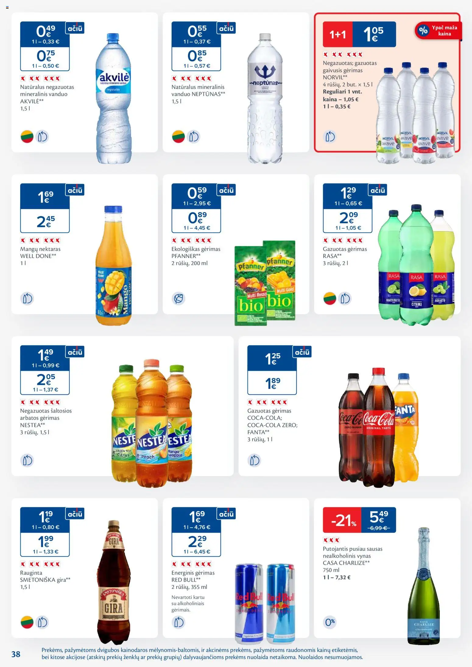 MAXIMA akcijos nuo 24.02.2026 | Puslapis: 38 | Prekių: Gaivusis gėrimas, Nealkoholinis vynas, Energinis gėrimas, Mineralinis vanduo