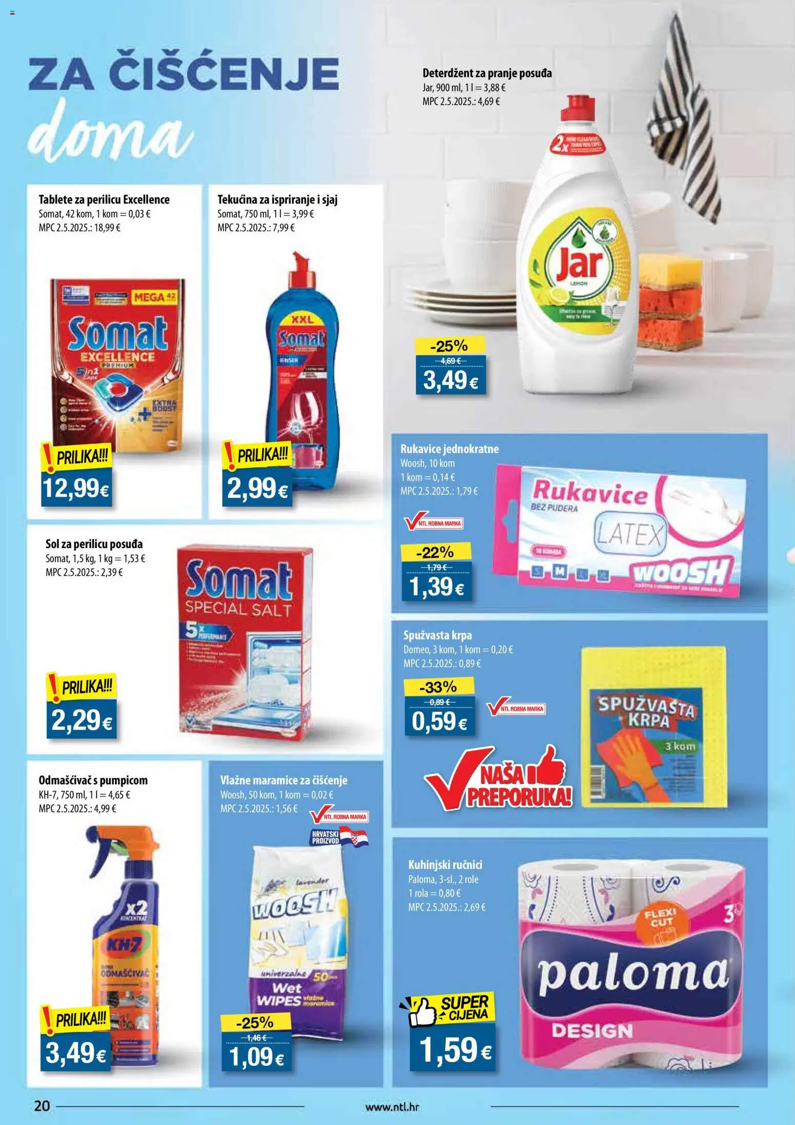 NTL katalog | vrijedi od 29.10.2025 | Stranica: 20 | Proizvodi: Vlažne maramice, Krpa, Rukavice, Somat