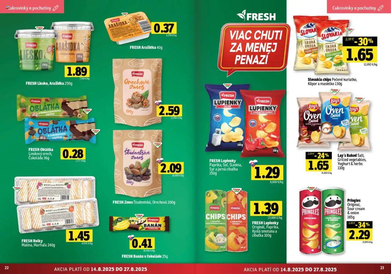Fresh Stredné a západné Slovensko │ platný od 14.08.2025 | Strana: 12 | Produkty: Jarná cibuľka, Syr, Pringles, Čokoláda
