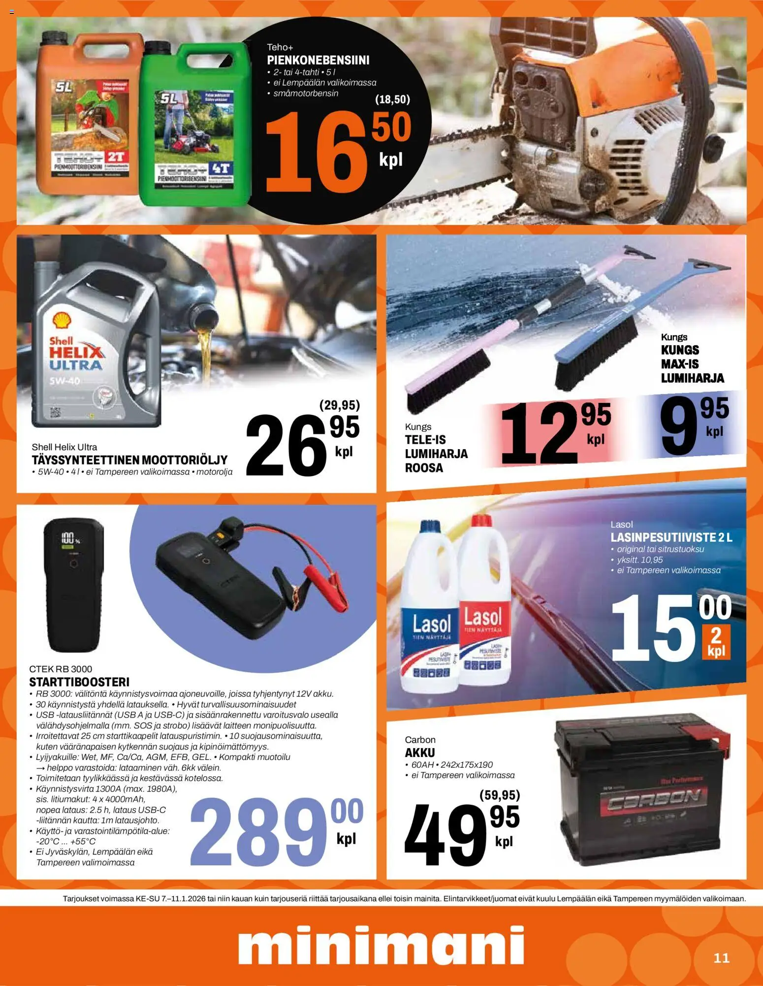 Minimani tarjoukset – voimassa 07.01.2026 alkaen | Sivu: 11 | Tuotteet: USB, Moottoriöljy, Akku
