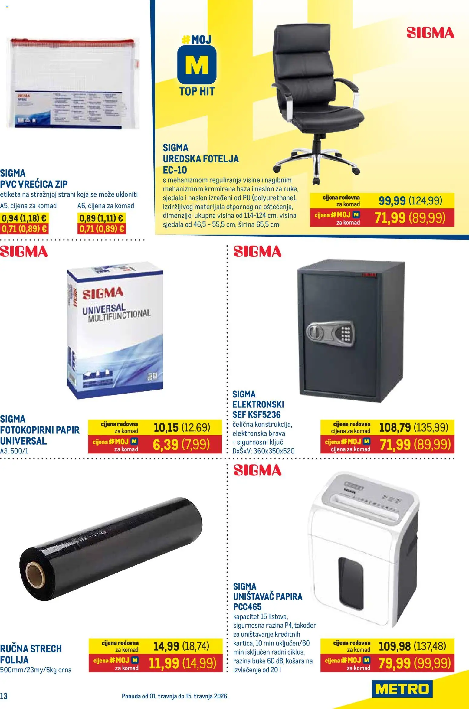 Metro katalog | vrijedi od 01.04.2026 | Stranica: 13 | Proizvodi: Fotelja, Košara, Sef