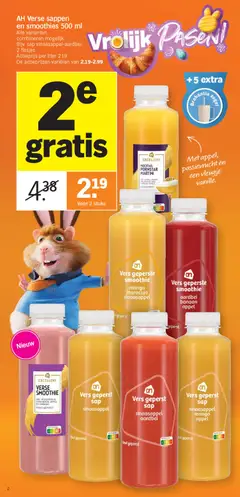 Vers geperste smoothie aardbei banaan appel, Vers geperste smoothie aardbei banaan appel - Voorbeeld van een folder van Albert Heijn, geldig van 30.03.2026 | Pagina: 2 | Producten: Üdítők, Mango, Banaan, Aardbei