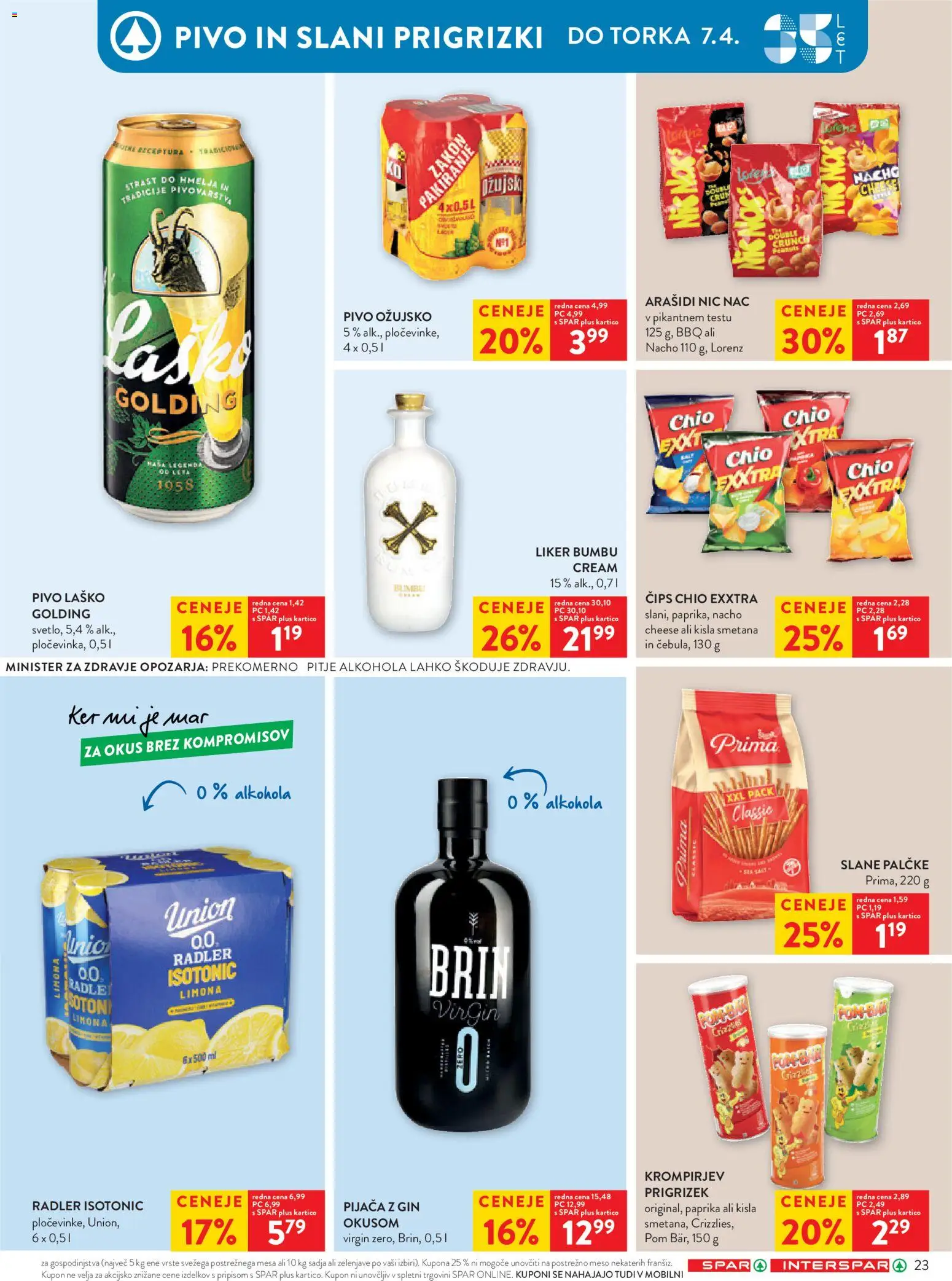 Novi Spar katalog ponudbe – veljaven od 01.04.2026 | Stran: 29 | Izdelki: Pivo, Prigrizki, Cips, Smetana