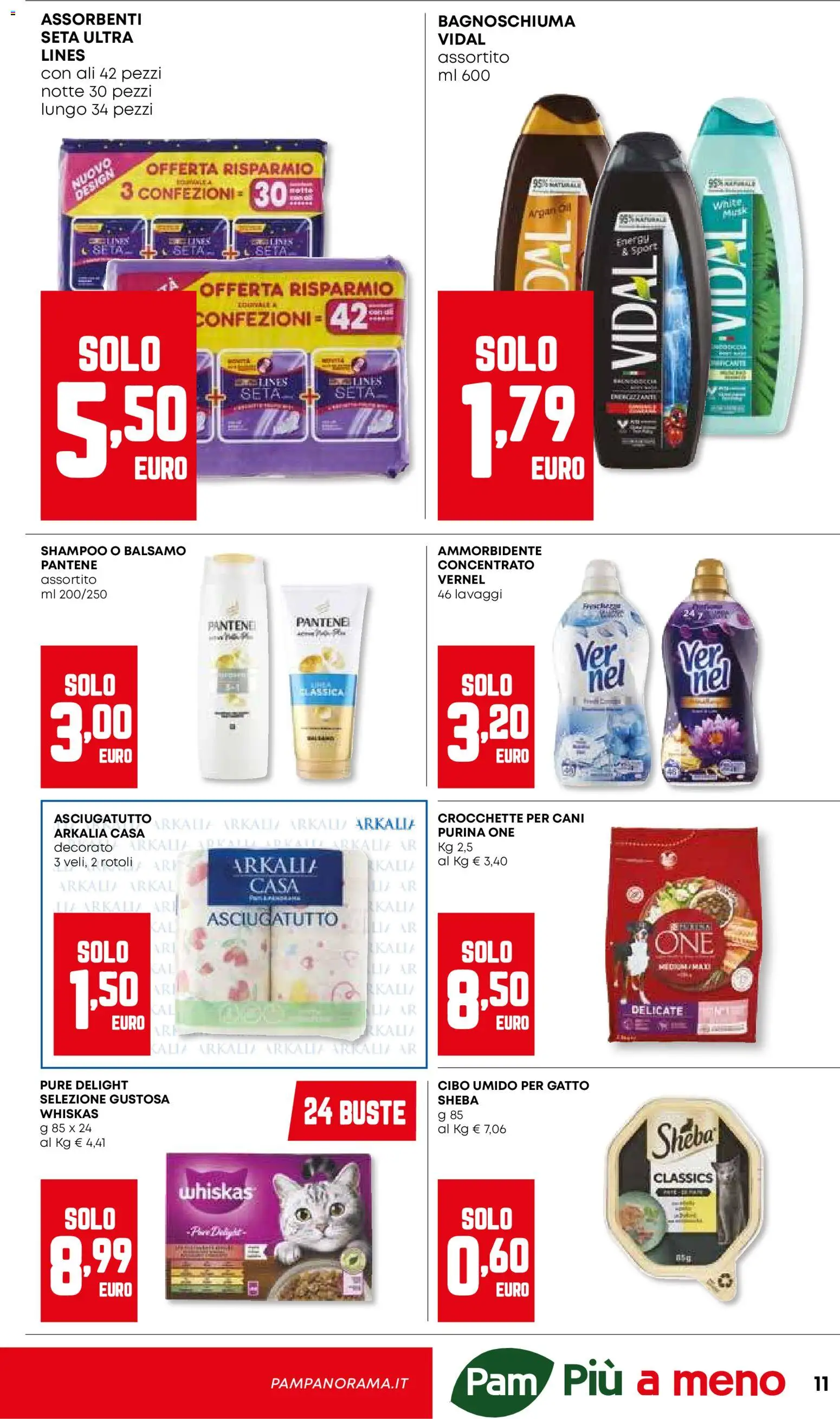 Volantino Panorama del 29.01.2026 | Pagina: 11 | Prodotti: Bagnoschiuma, Ammorbidente, Crocchette, Asciugatutto