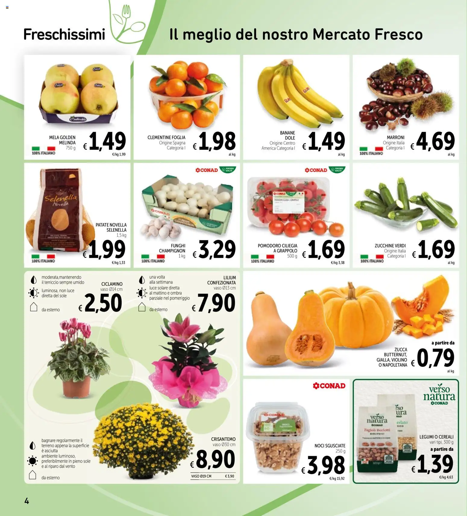 Volantino Spazio Conad del 28.10.2025 | Pagina: 4 | Prodotti: Legumi, Cereali, Patate, Funghi