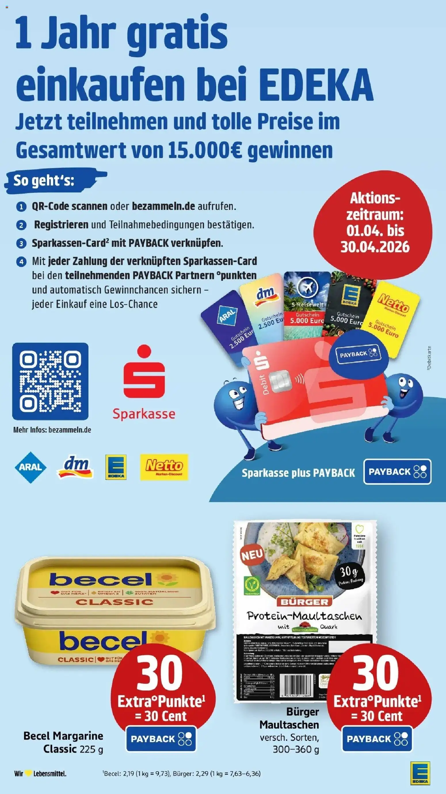 Edeka prospekt Pfalzgrafenweiler	 – gültig ab 12.04.2026 | Seite: 46 | Produkte: Quark, Becel, Burger, Kartoffeln