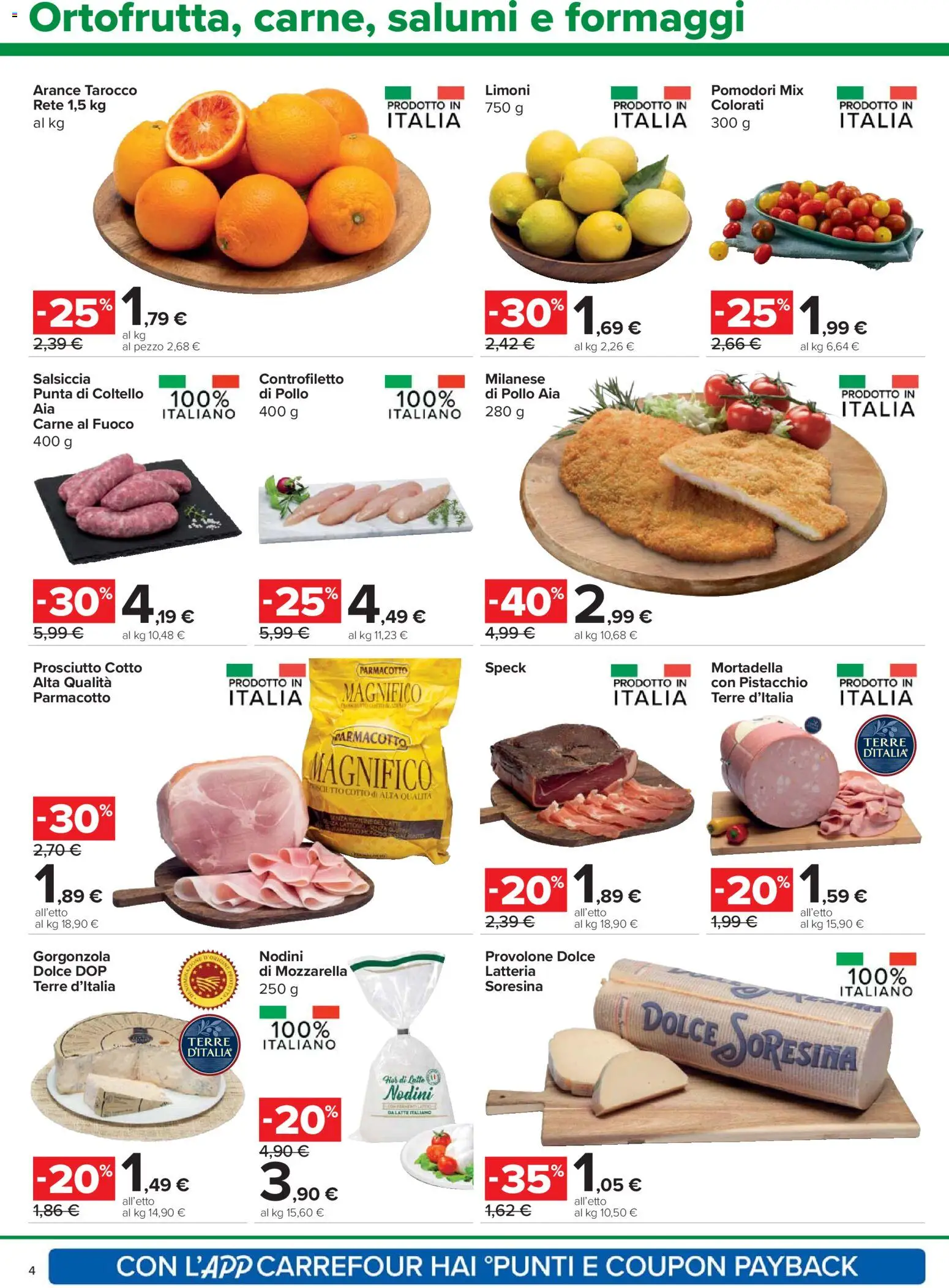 Volantino Carrefour del 02.01.2026 | Pagina: 4 | Prodotti: Speck, Prosciutto Cotto, Pomodori, Gorgonzola