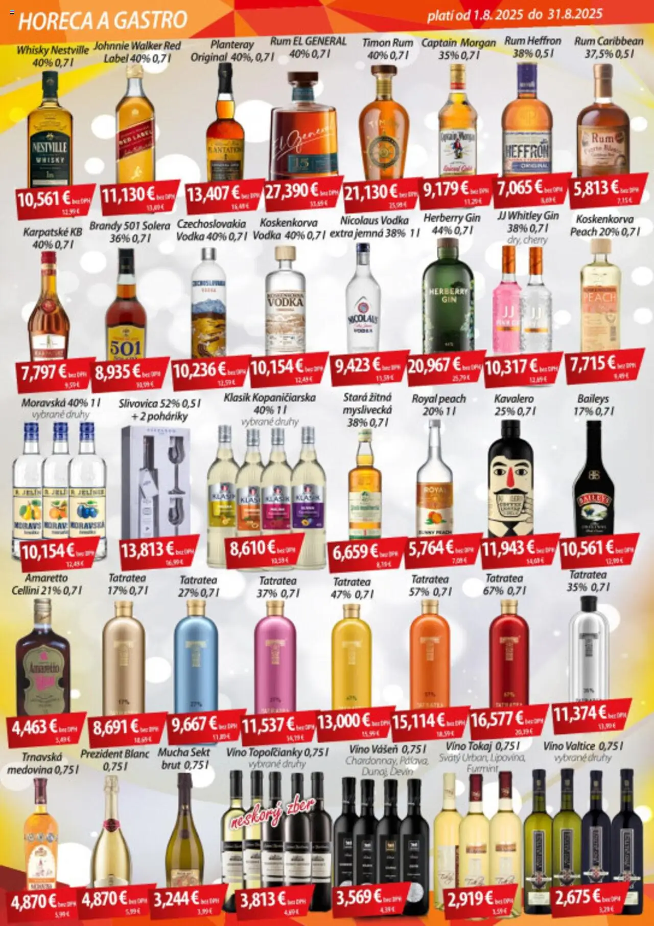 CBA Verex Horeca a Gastro │ platný od 01.08.2025 | Strana: 2 | Produkty: Slivovica, Brandy, Vodka, Nicolaus vodka