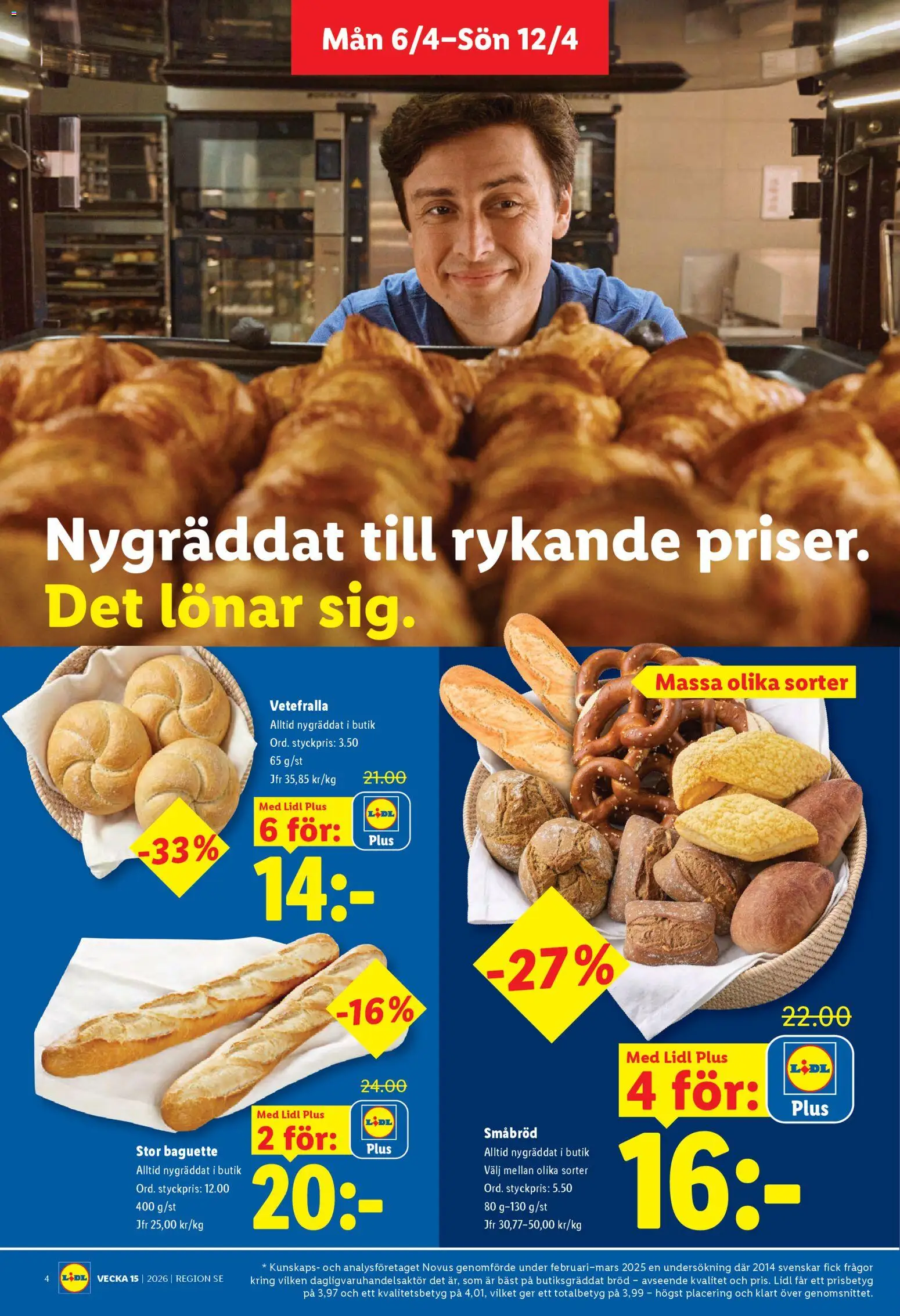 Lidl reklamblad aktuell från 06.04.2026 | Sida: 4 | Produkter: Baguette, Bröd