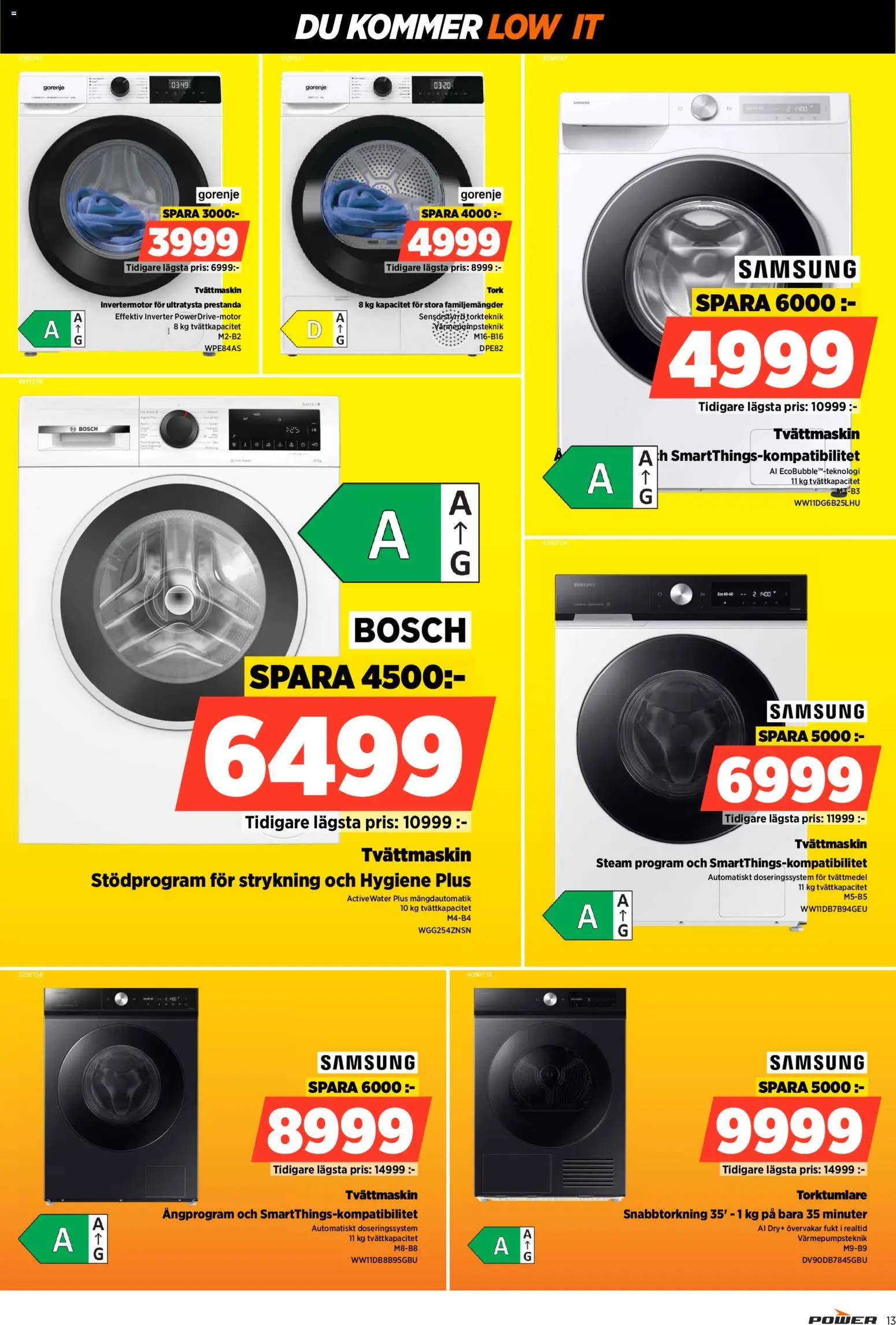 Power reklamblad aktuell från 19.01.2026 | Sida: 13 | Produkter: Tvättmedel, Tvättmaskin, Torktumlare